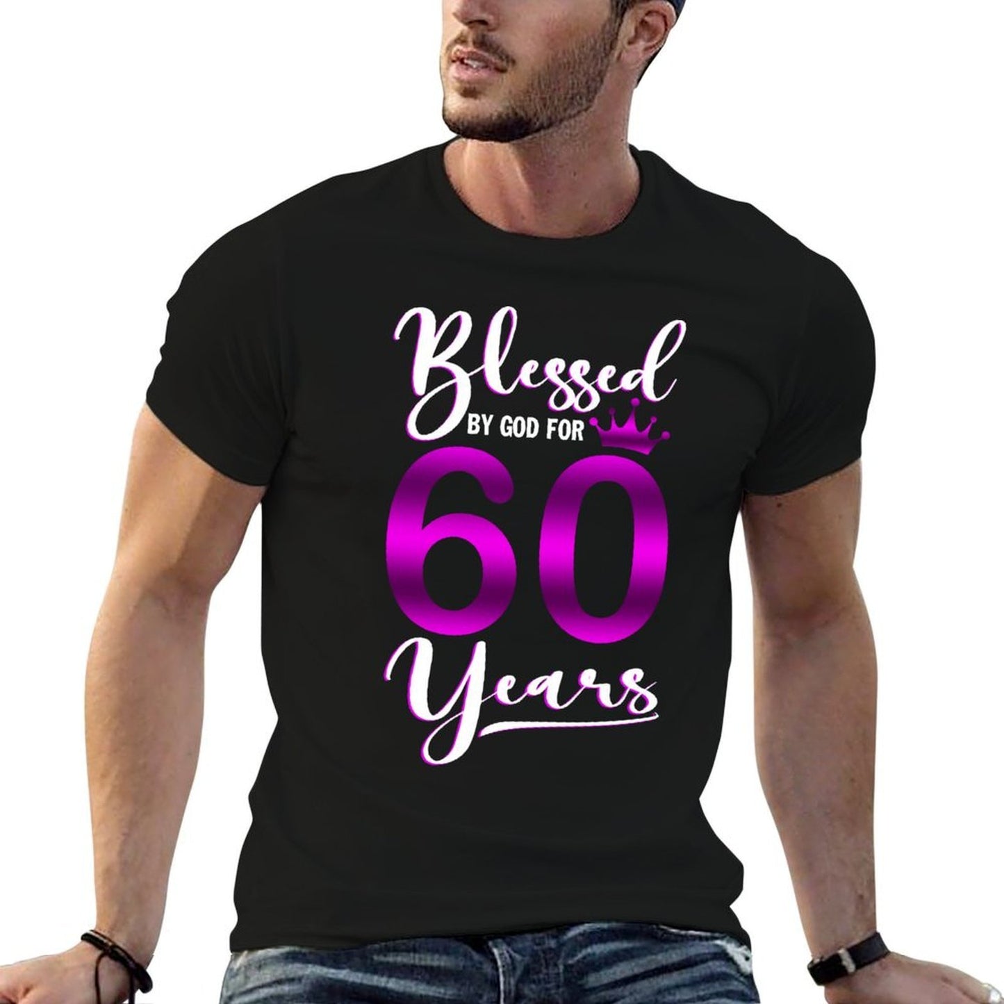 Vintage Blessed by God For 60 Years Old Happy 60th Birthday Vintage-inspired T-Shirt