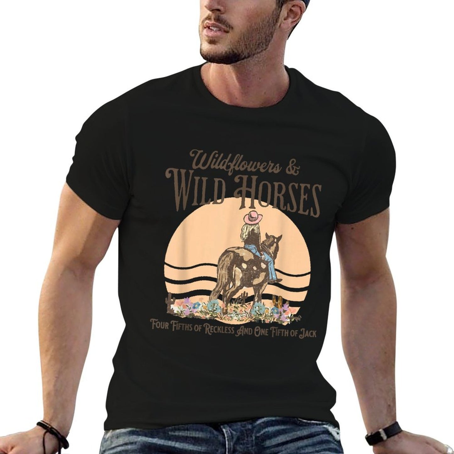 Wildflowers & Wild Horses Western for Her Stretchy T-Shirt