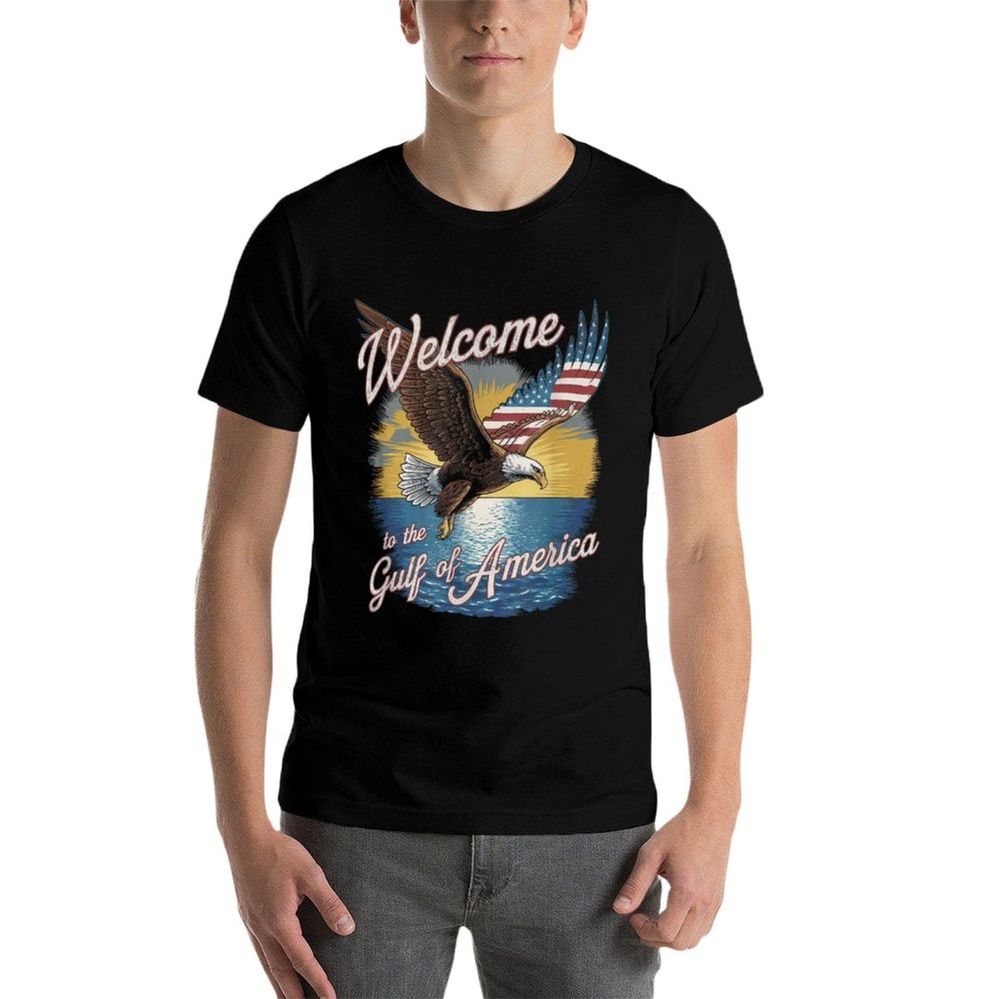Gulf Of USA America Gift Men Women Flag Beach Heathered Texture T-Shirt
