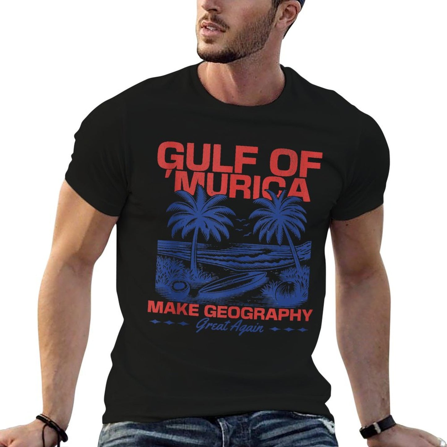 Gulf of USA American Gulf of Murica Patriotic Beach Tank Top Lightweight T-Shirt