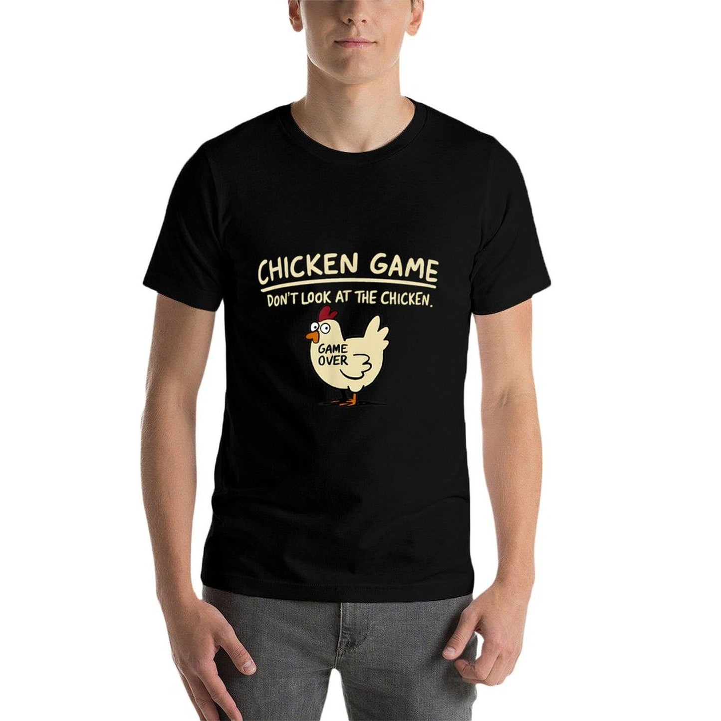Chicken Game Don't Look At The Chicken Funny Chicken Rolled Sleeves T-Shirt