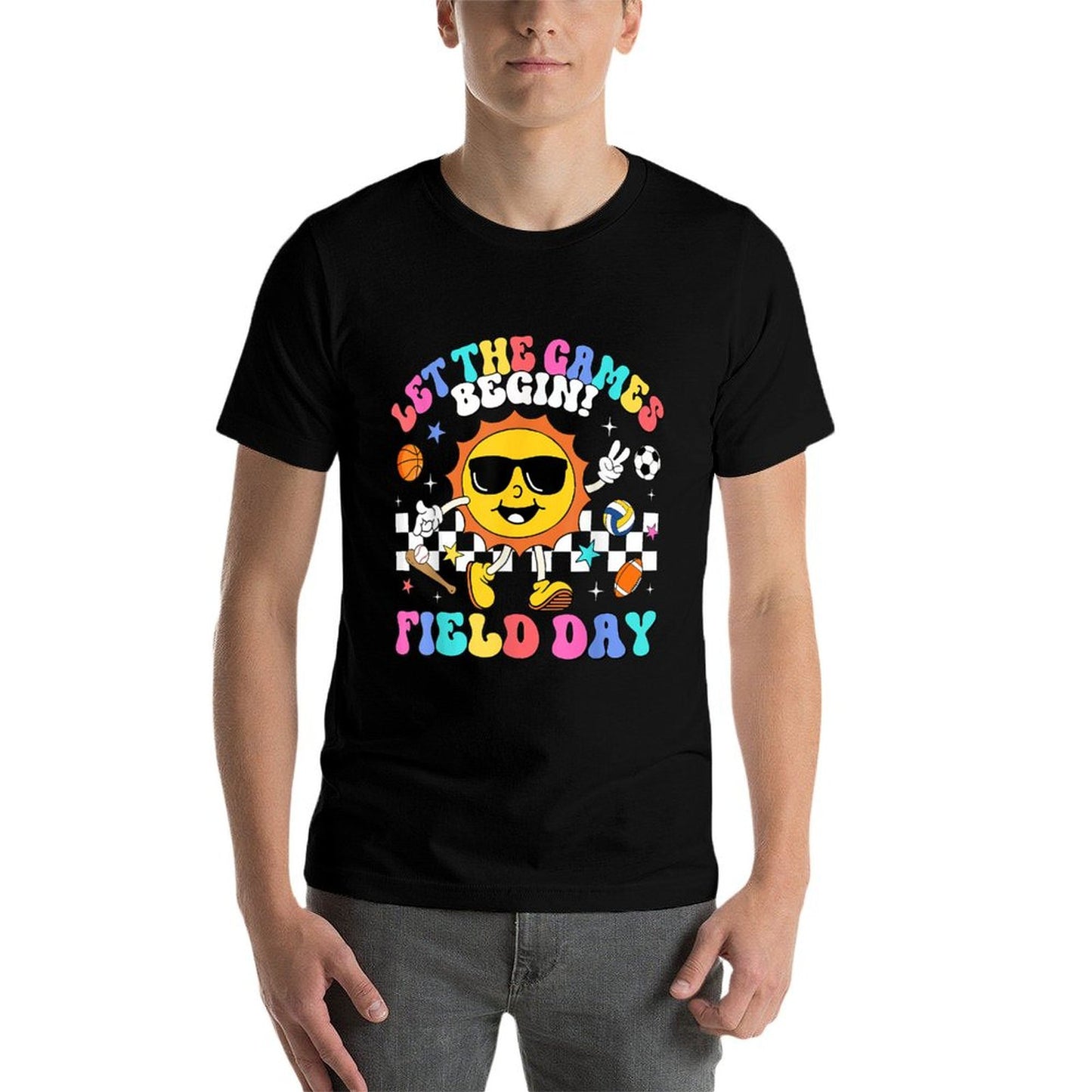 Field Day 2025 Let The Games Begin Teachers Kids Field Day Ribbed Collar T-Shirt