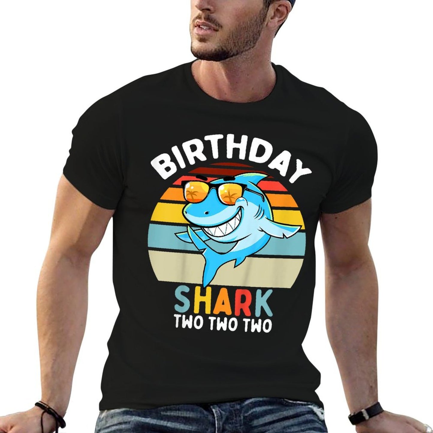 2nd Birthday Boy Shark 2 Year Old Boys Matching Family Odor-resistant T-Shirt