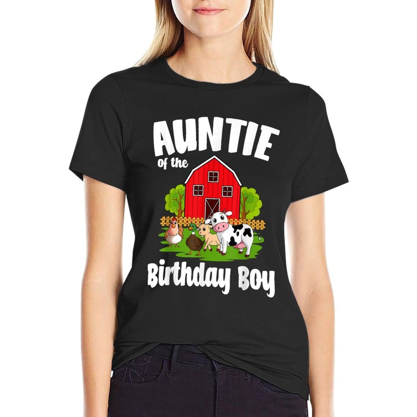 Auntie Of The Birthday Boy Farm Animal Bday Party Eco-friendly Material T-Shirt