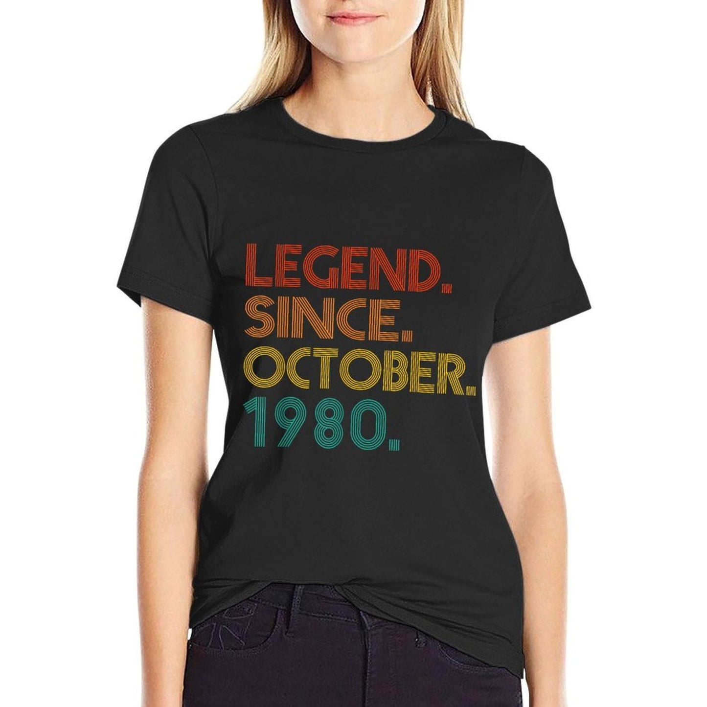 Legend Since October 1980 Men Women 1980 Vintage Birthday Summer-ready Fabric T-Shirt