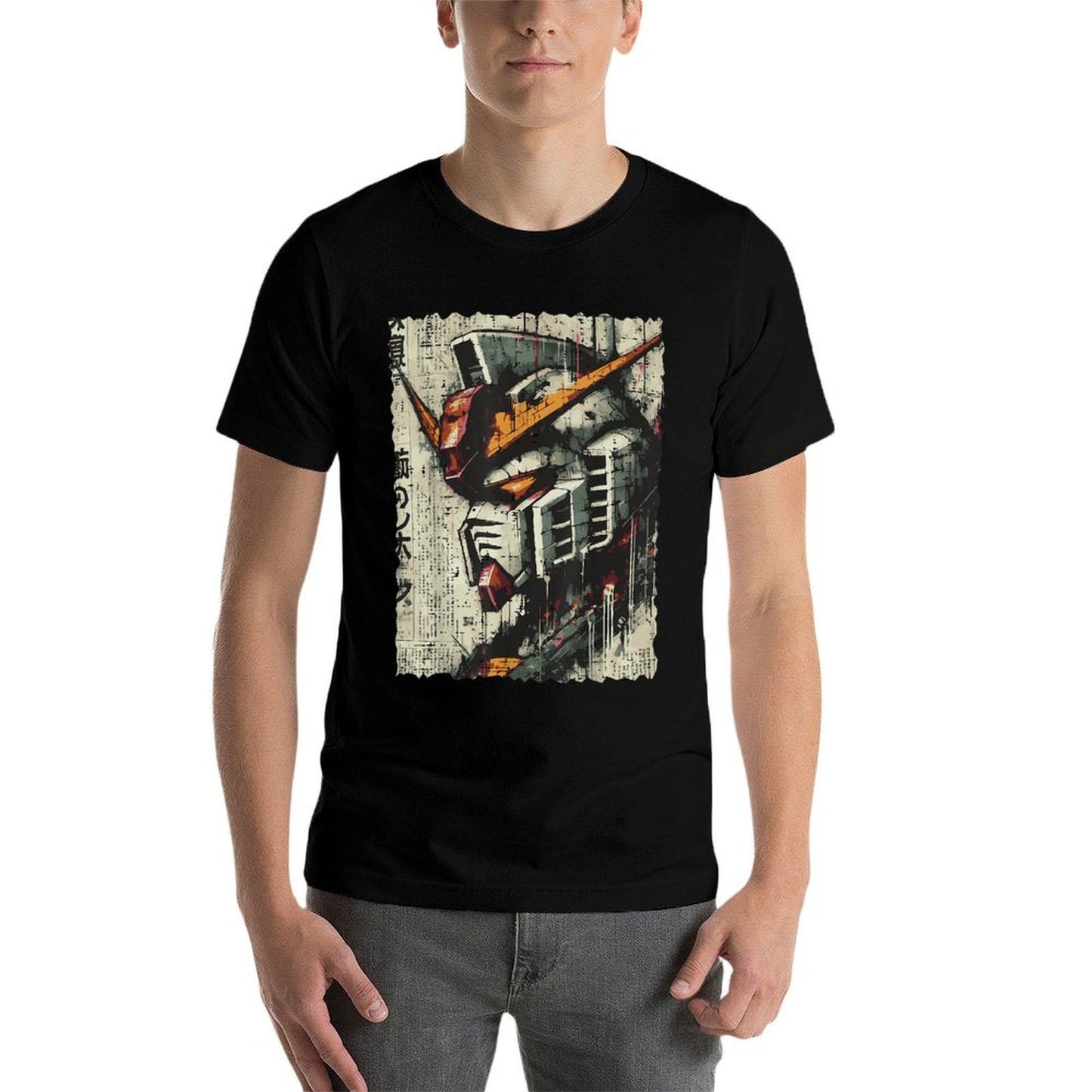 Japanese Mecha Robot Head Vintage Anime Art Men Boys Kids High-quality Stitching T-Shirt