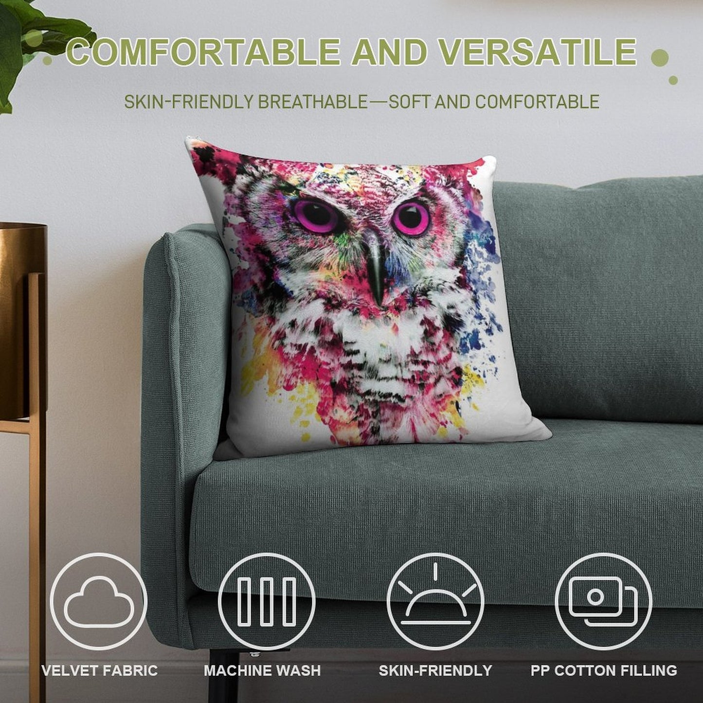 Owl Soft Decorative Cover Throw Pillow