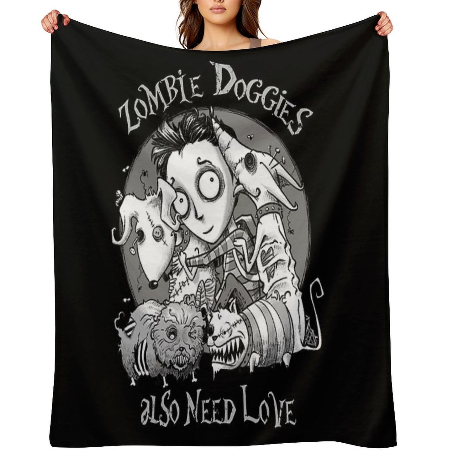 Zombie Doggies Also Need Love Comfort Throw Blanket