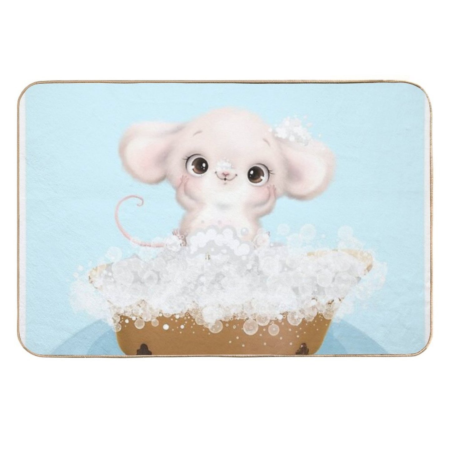 Cute Baby Mouse in A Bathtub, Boys Bathroom Print, Baby Animals in Tub, Whimsy Animal, Kids Bathroom Art Absorbent Bath Mat