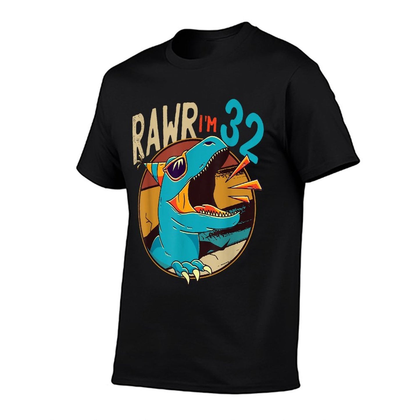 32nd Birthday Dinosaur 32 Years Old Dinosaur Birthday Summer-ready Fabric T-Shirt