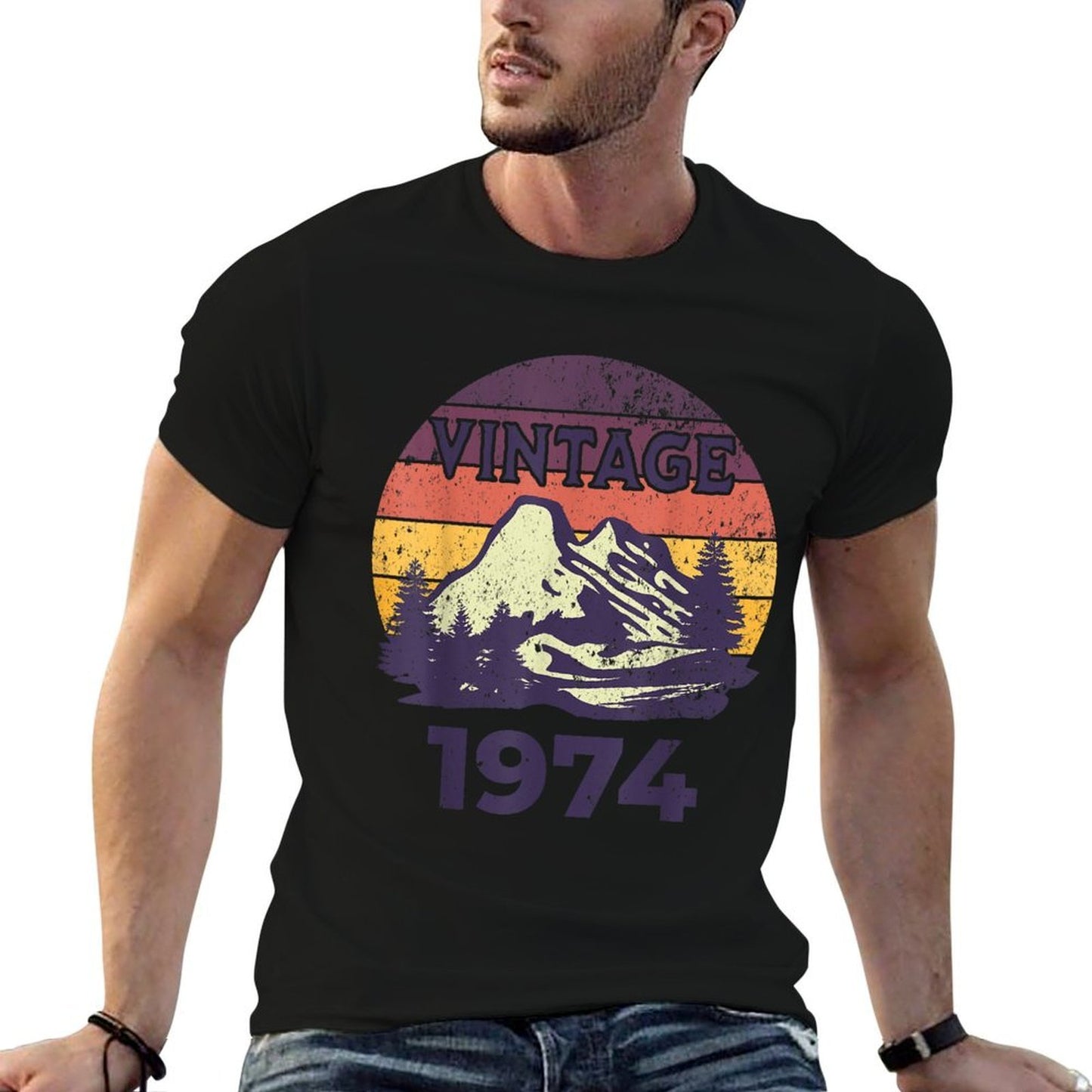 50 Year Old Gifts Vintage 1974 Limited Edition 50th Birthday Ribbed Collar T-Shirt