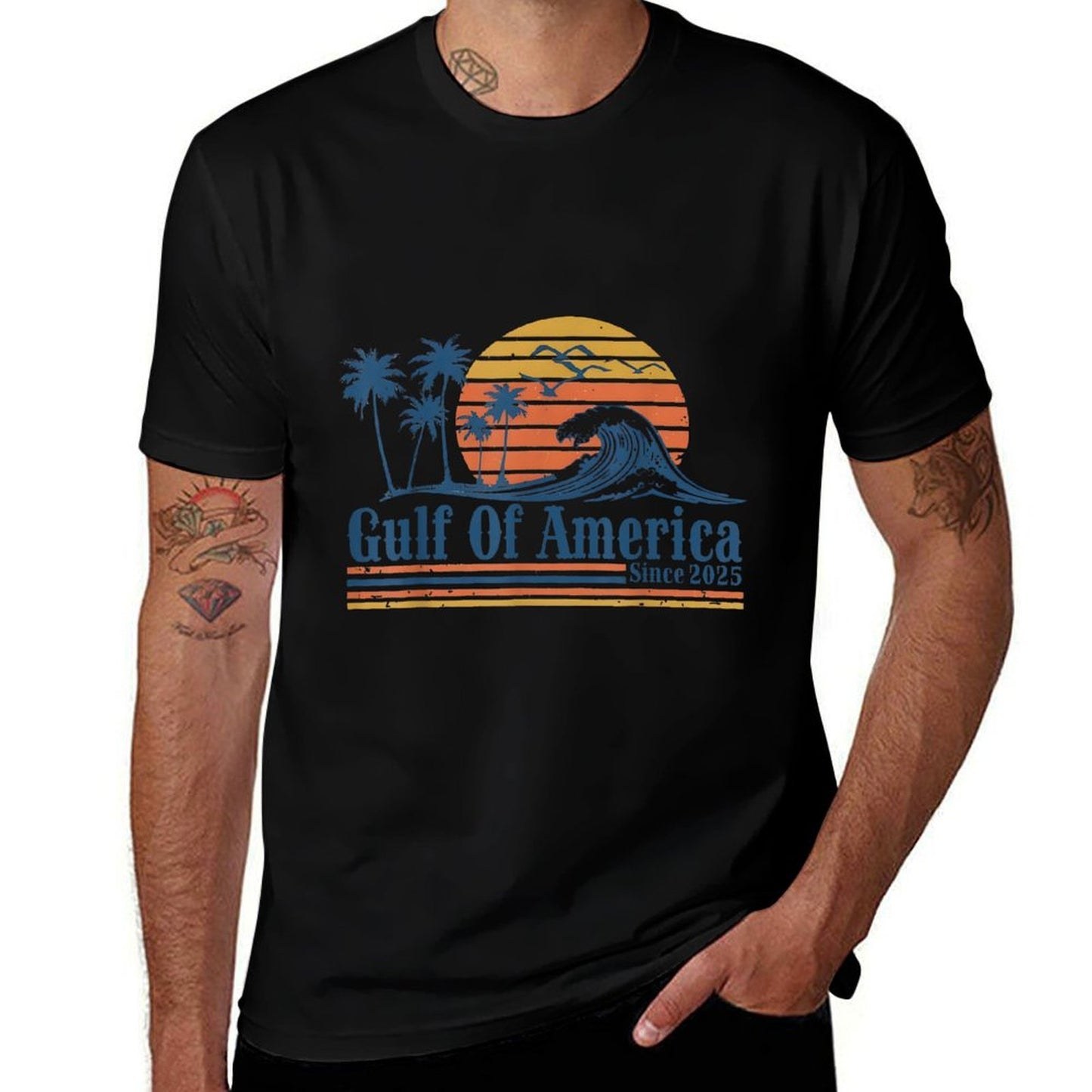 Retro Gulf Of USA America 2025 American Flag Gulf Mexico Classic T-Shirt