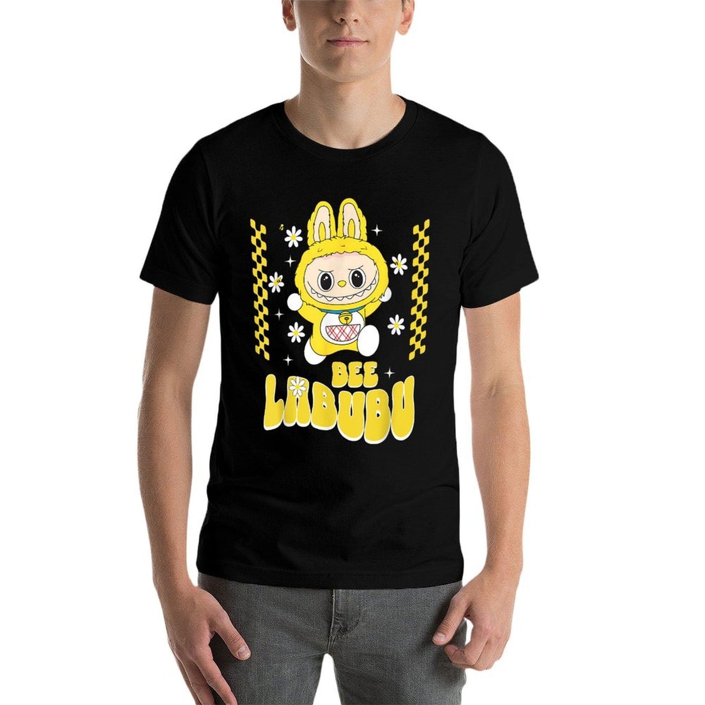 Funny Stylish Bee Labubu Cute Labubu The Monsters Oversized Silhouette T-Shirt