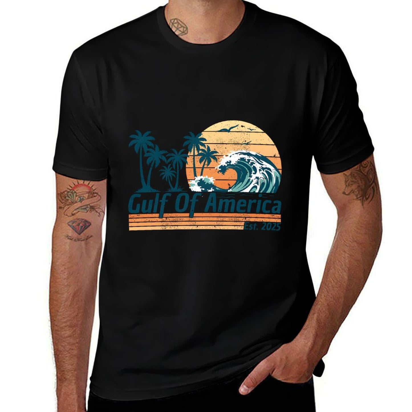 Gulf of US America Shirt Retro Golf of US America Shirt Easy-care T-Shirt