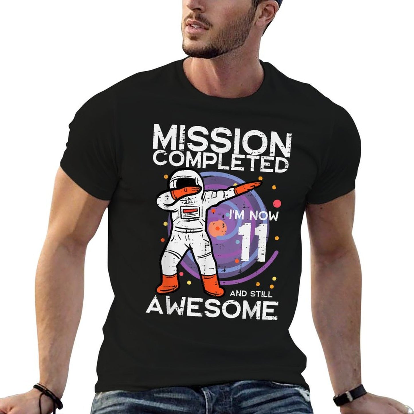 11th Birthday Astronaut Dab Mission Completed 11 Bday Boys Relaxed-fit T-Shirt