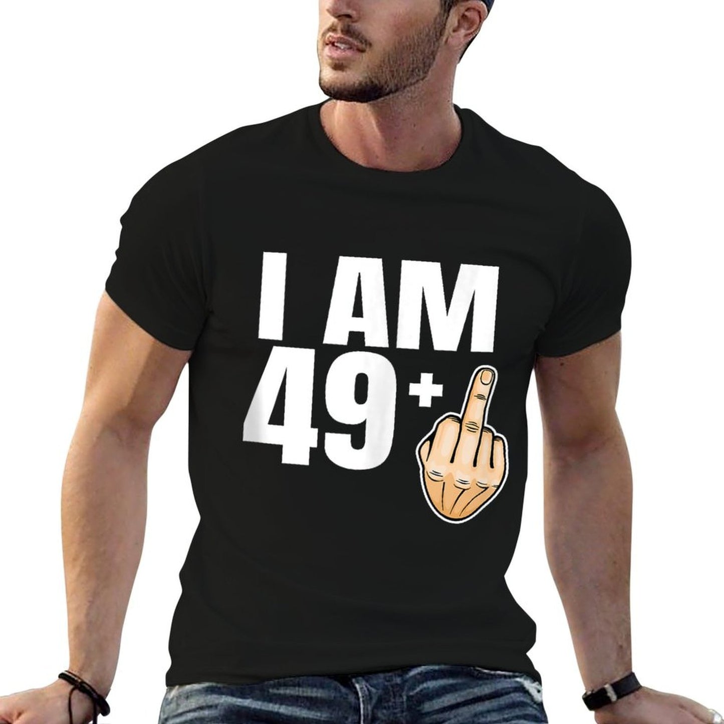 Funny 50th Birthday Middle Finger Gag Gift Summer-ready Fabric T-Shirt