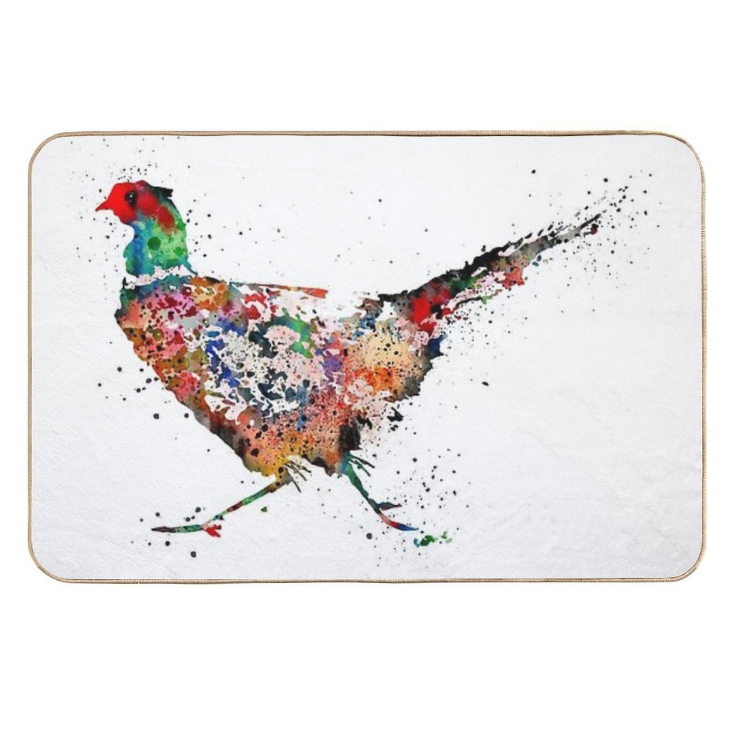 Pheasant, Watercolor Pheasant Odorless Bath Mat