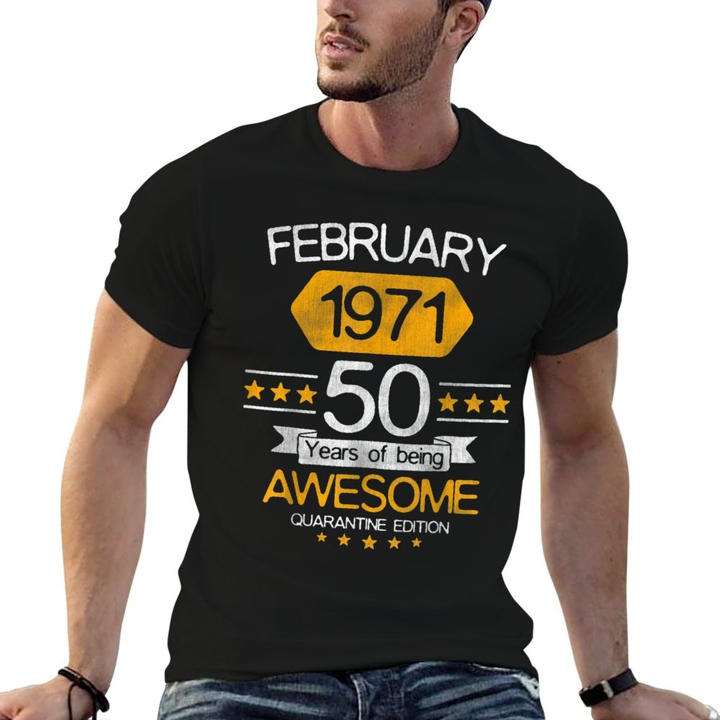 50 Years Old Gift February 1971 50th Birthday Quarantine Gif Relaxed-fit T-Shirt