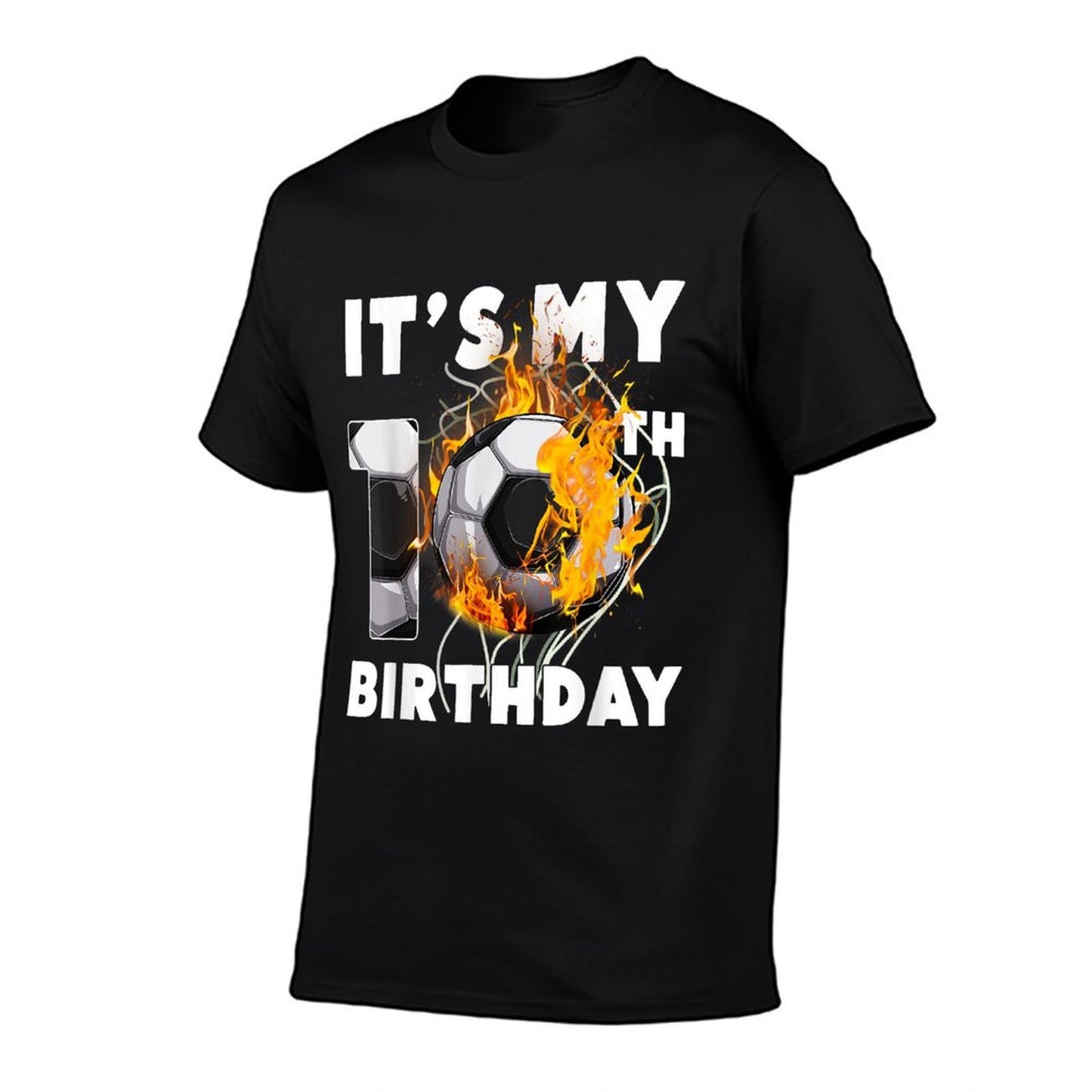 Funny It's My 10th Birthday 10 Years Old Soccer Ball Boys Fade-proof Color T-Shirt