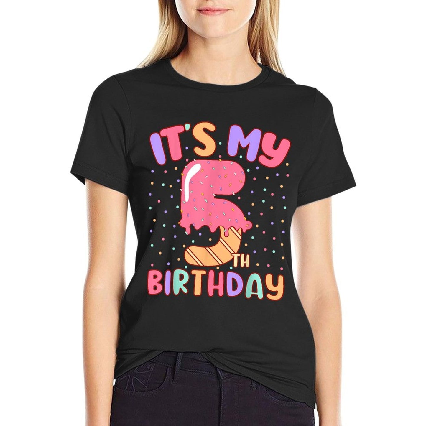 5th Ice Cream Birthday 5 Years Old Bday Boys Girls Kids Lightweight T-Shirt