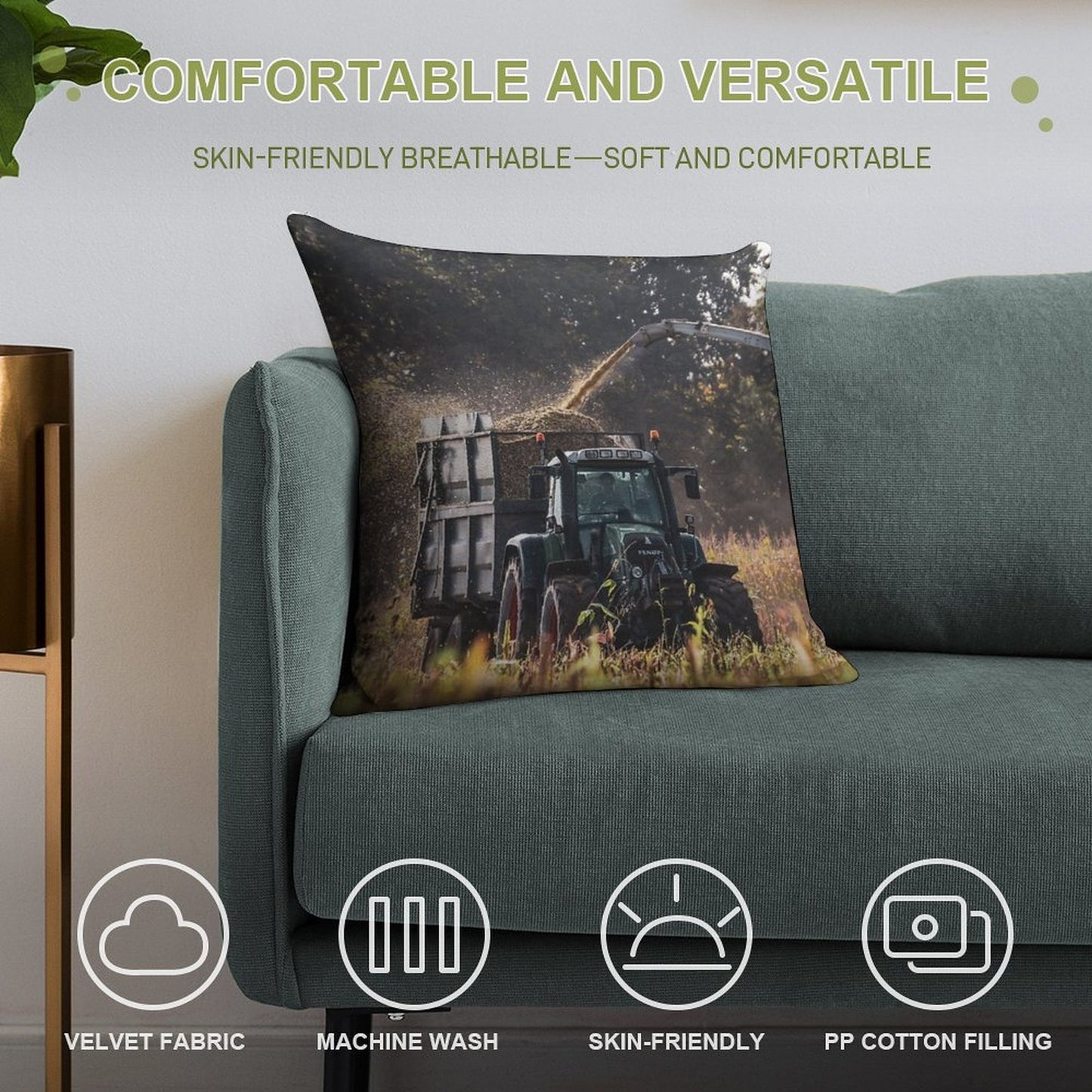 Fendt Drawing Silage Soft Home Decor Throw Pillow