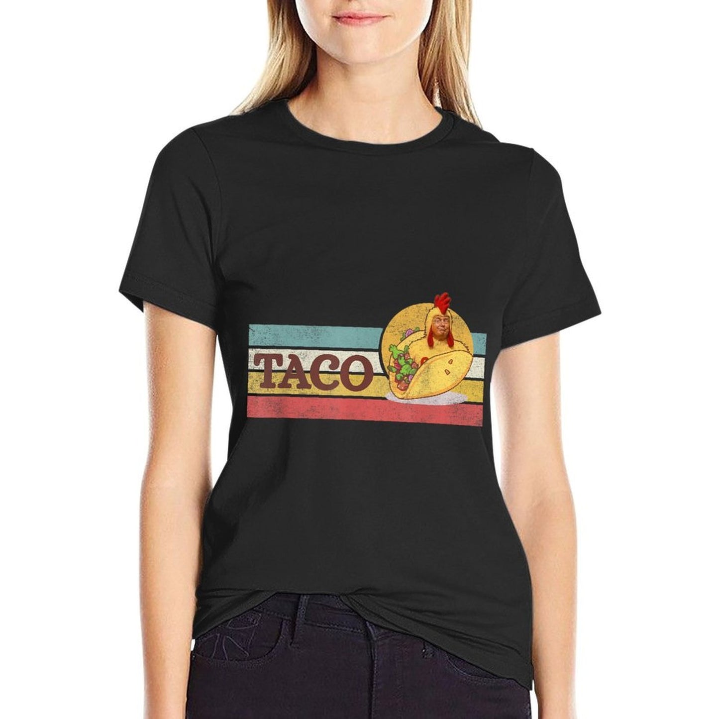 Funny Taco Trump Always Chickens Out T.A.C.O Ribbed Collar T-Shirt