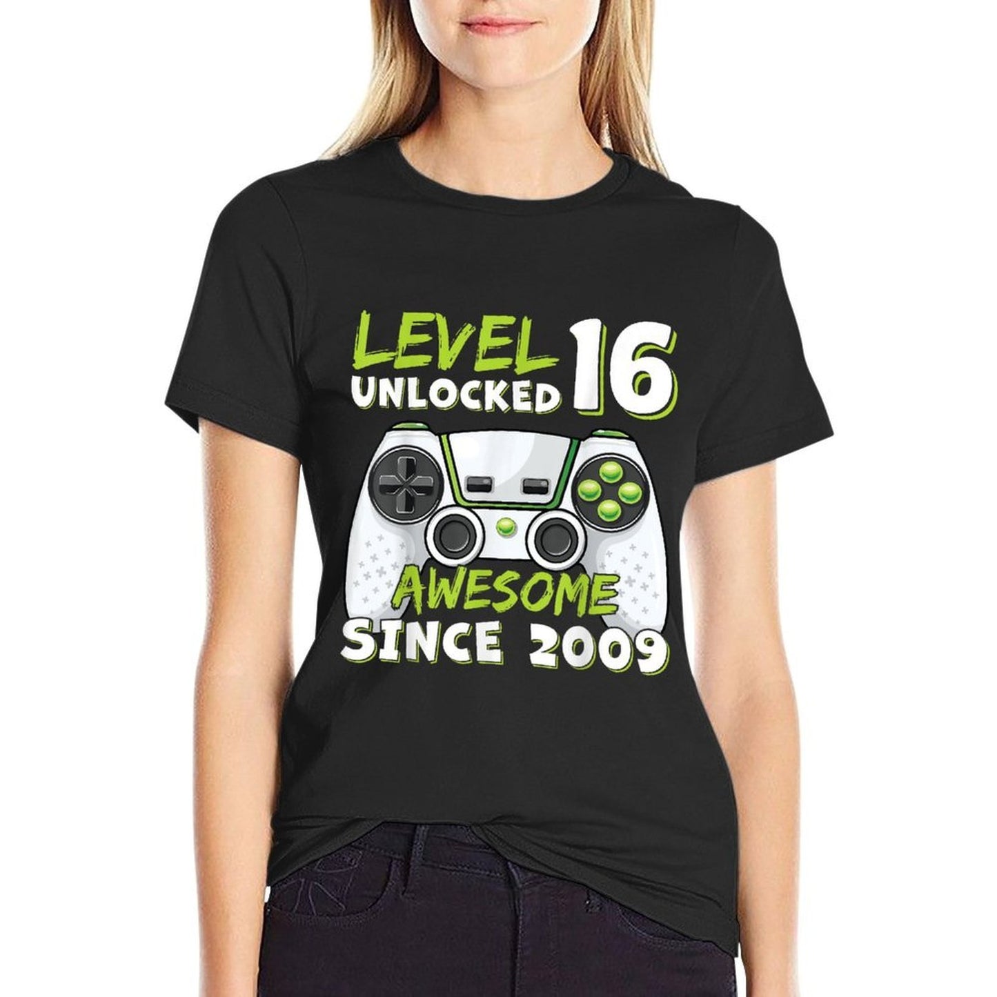 16 Year Old BDay Decorations Son Boy 16yr 2009 16th Birthday Ribbed Collar T-Shirt