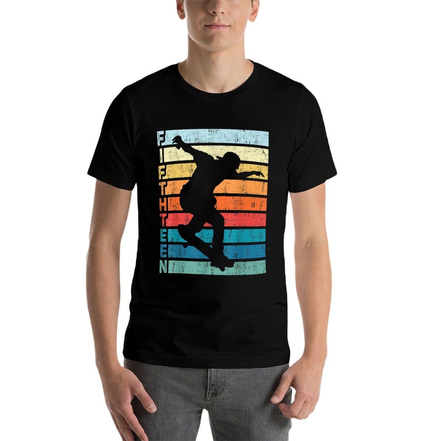15 Year Old Skater Skateboarding 15th Birthday Party Easy-care T-Shirt