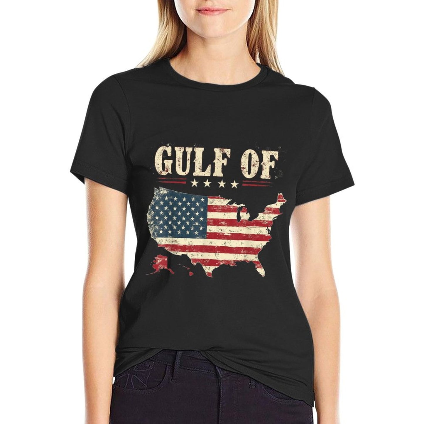 Gulf of USA America Funny USA Flag Vintage Retro Mens Womens Soft T-Shirt