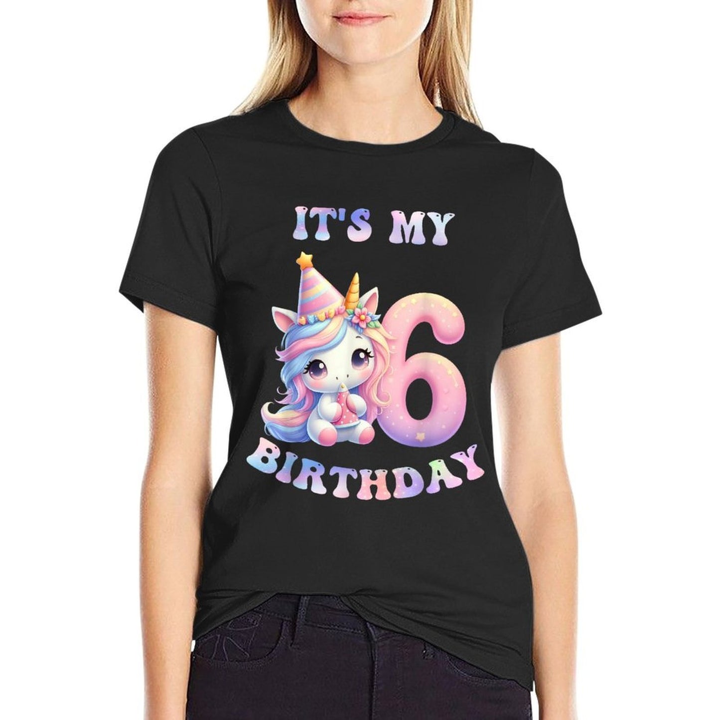 6 Year Old Unicorns Costume For 6th Birthday Girl Party Comfortable T-Shirt