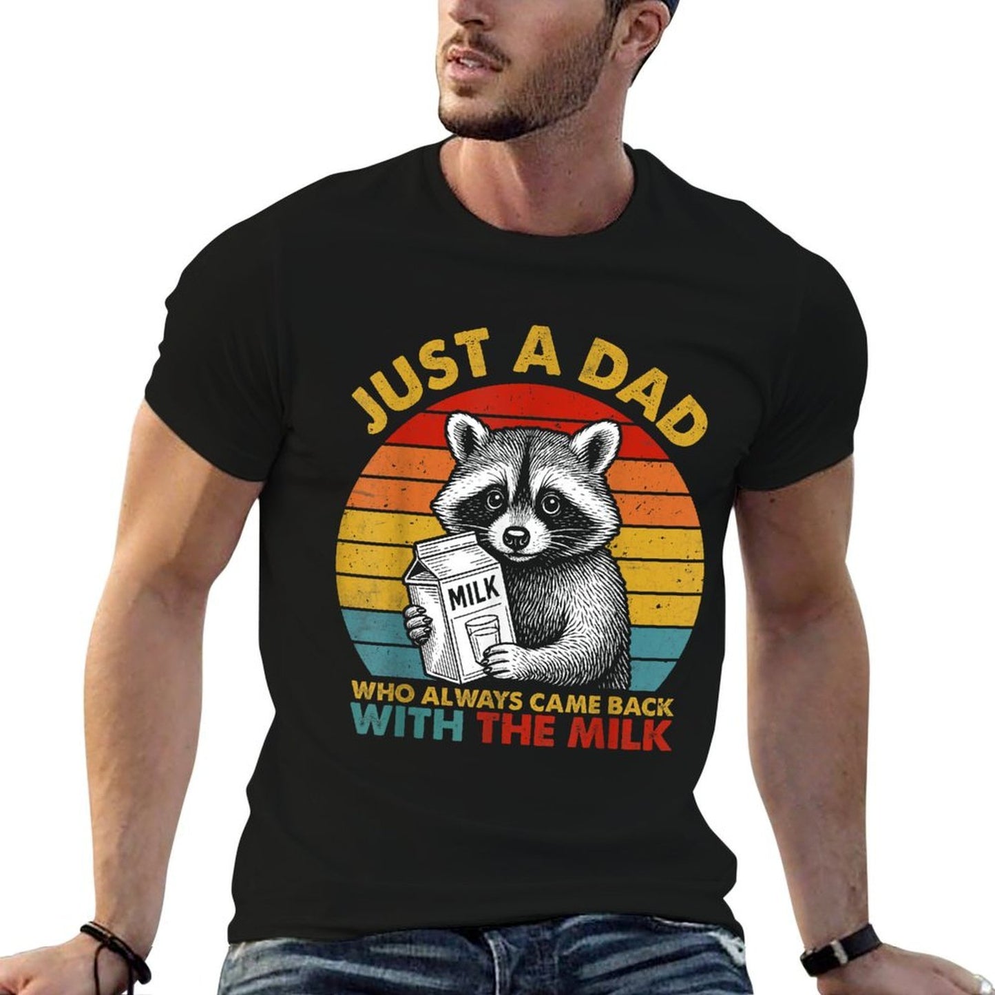 Just A Dad Who Always Came Back with The Milk Fathers Day Vintage-inspired T-Shirt