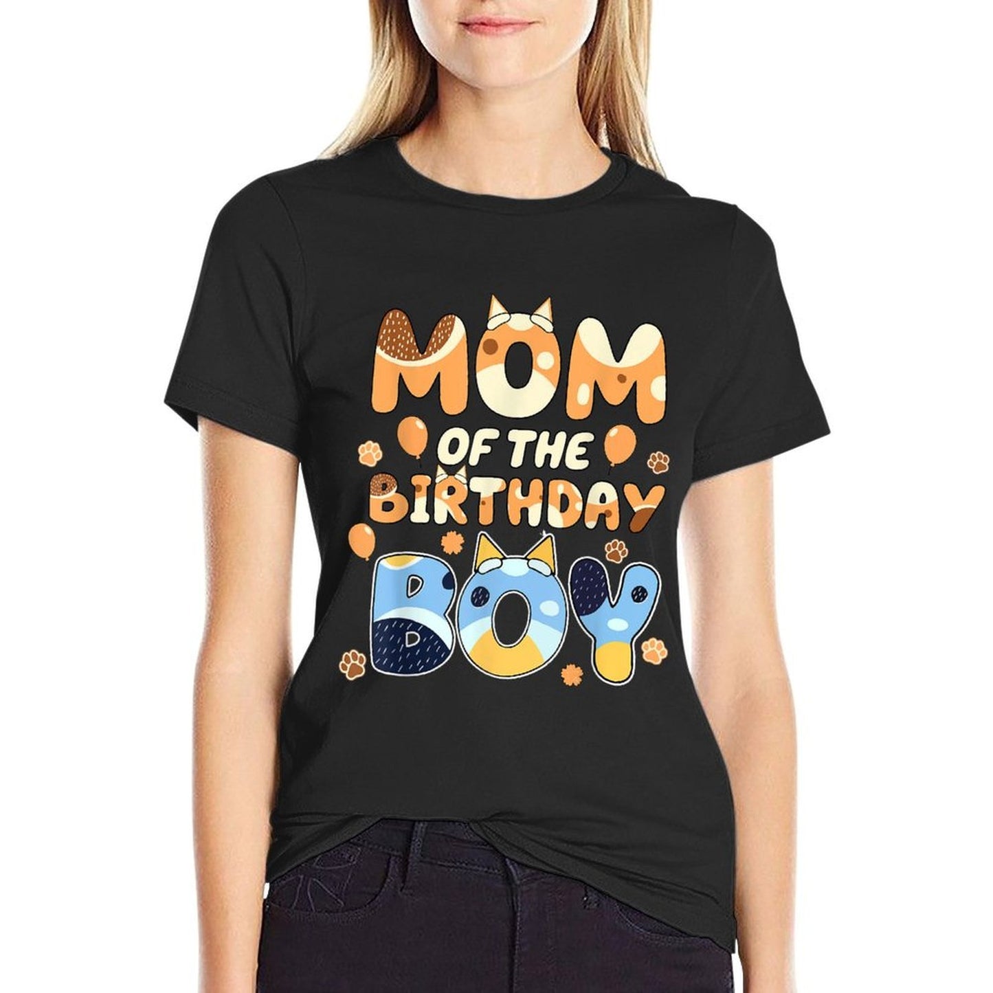 Mom Of The Birthday Boy Blue Funny Dog Mothers Day Versatile T-Shirt