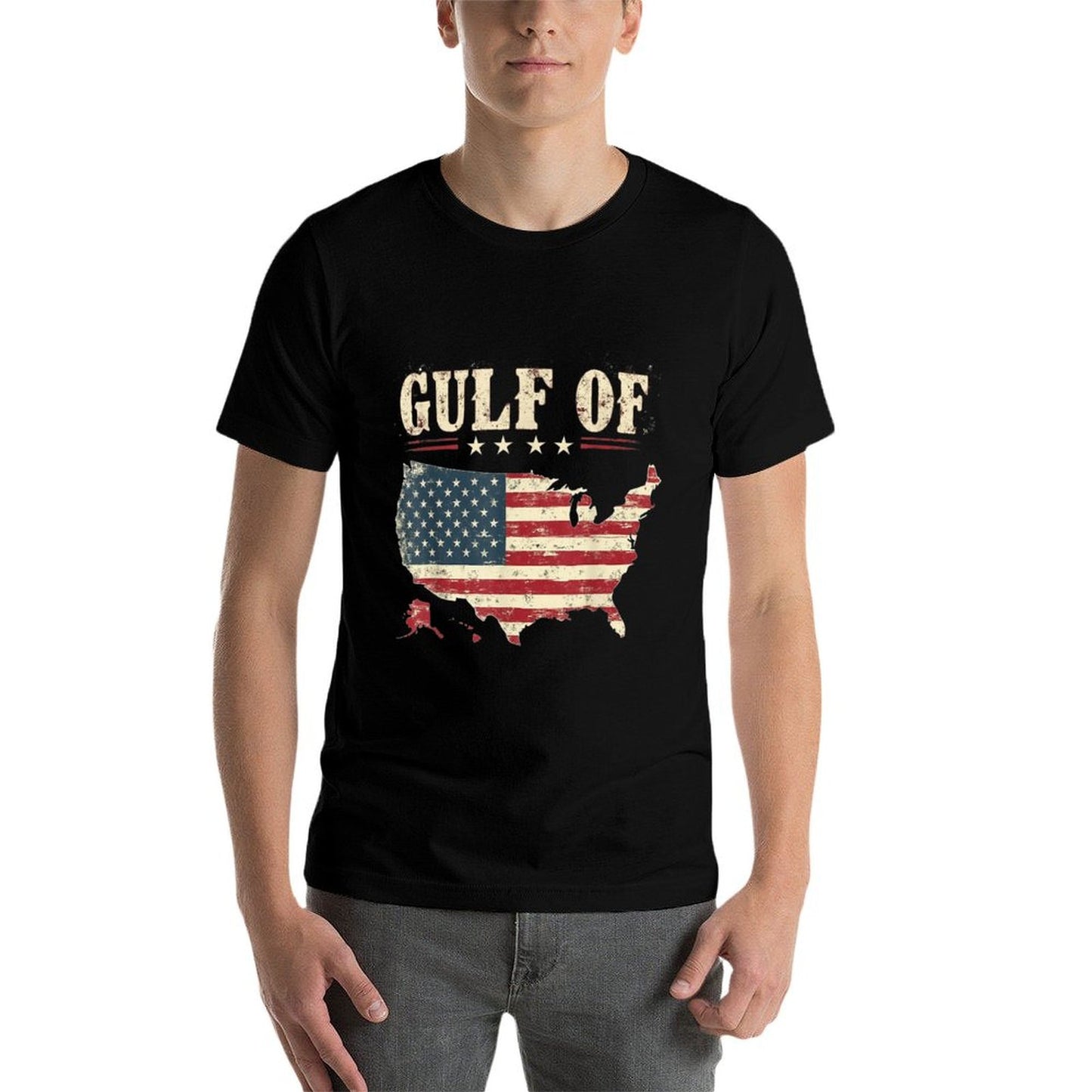 Gulf of USA America Funny USA Flag Vintage Retro Mens Womens Soft T-Shirt