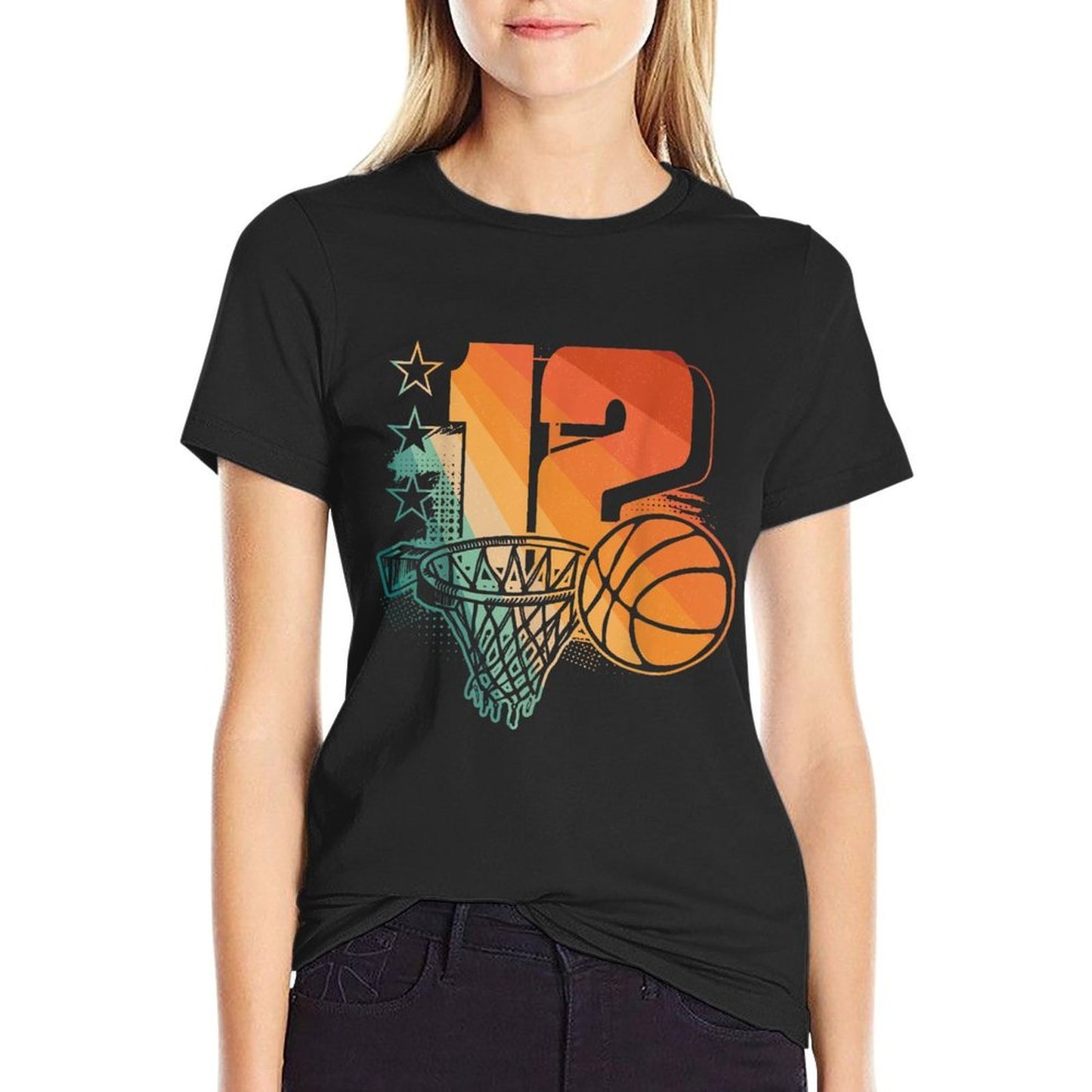 12th Birthday Boy Basketball Player Basketball 12 Years Old Summer-ready Fabric T-Shirt
