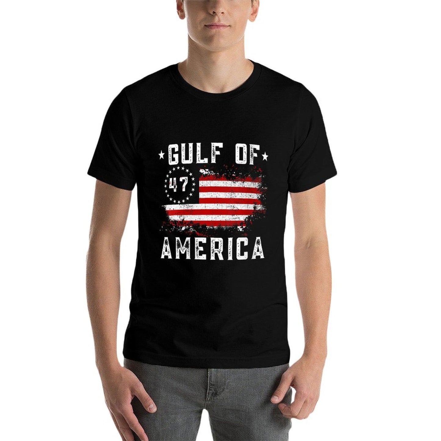 Womens Gulf Of USA America Funny USA Flag for Men Women V-Neck Eco-friendly Material T-Shirt