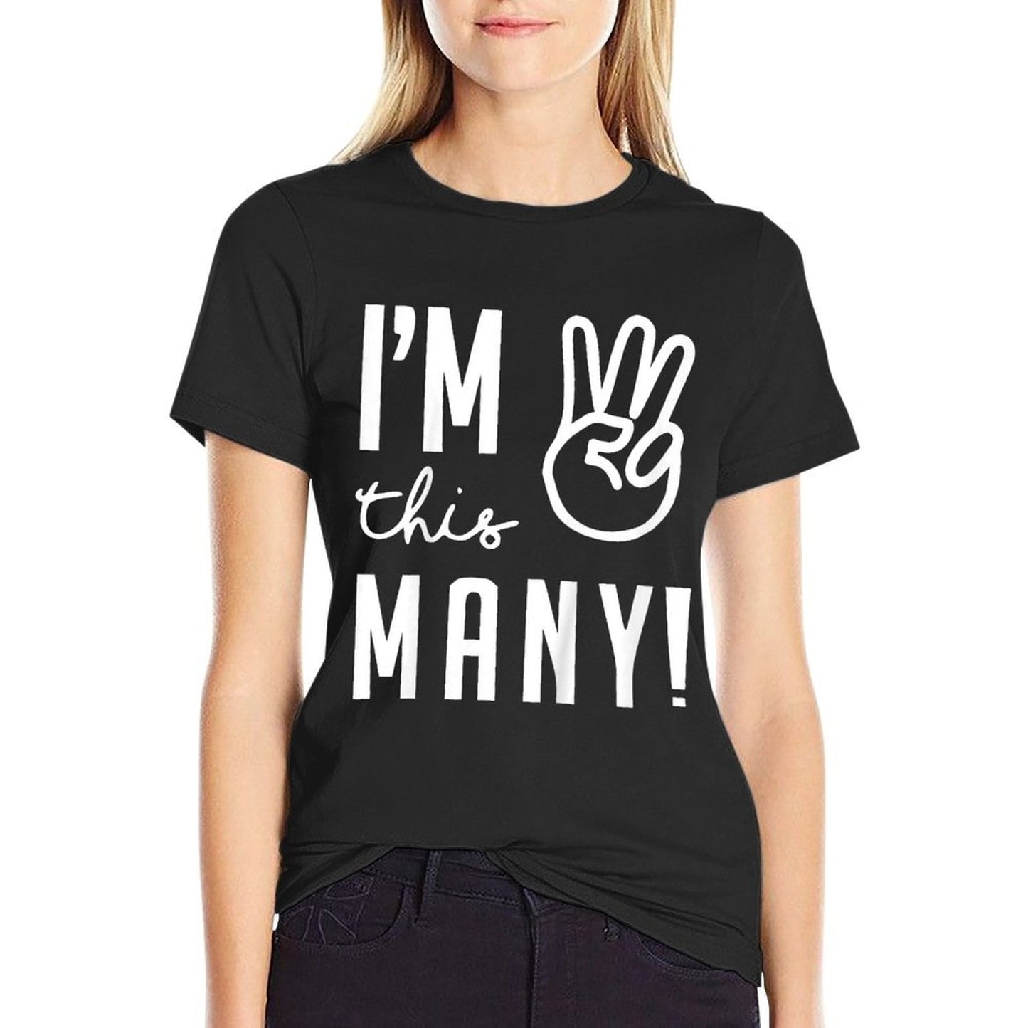 Kids I'm This Many 3 Years Old Funny I'm 3 Fingers Third Birthday Wrinkle-resistant T-Shirt