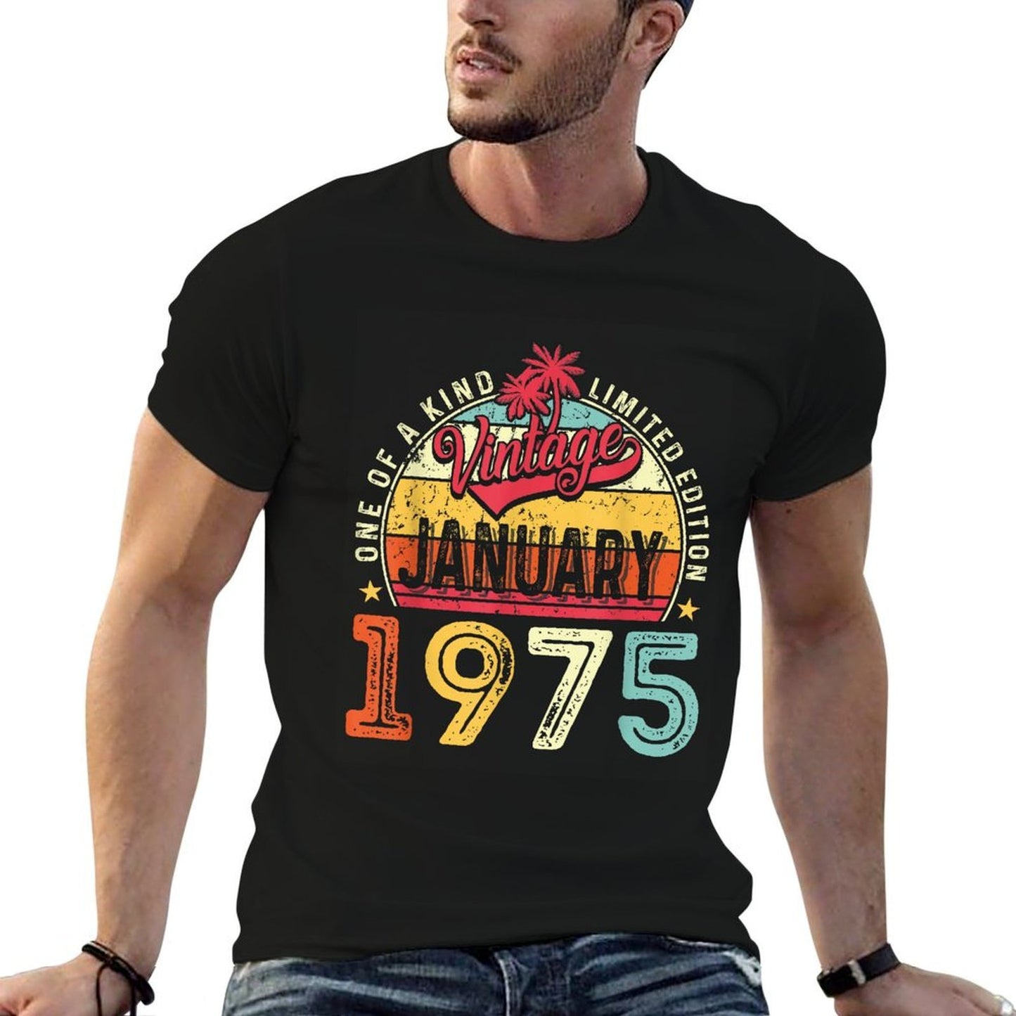 Vintage 50th Birthday Gift Vintage January 1975 Men Women Affordable Price T-Shirt