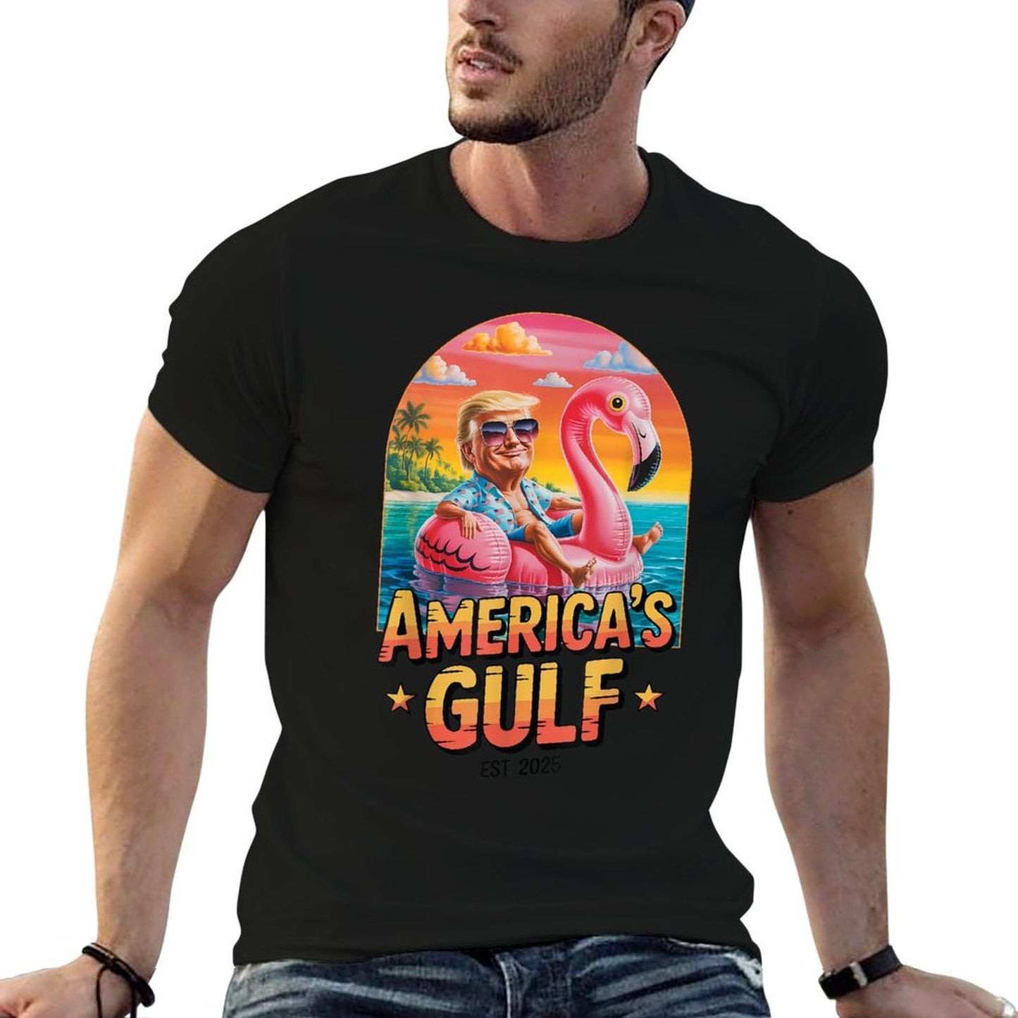 Funny Trump America's Gulf Est 2025 Trump Merchandise High-quality Stitching T-Shirt