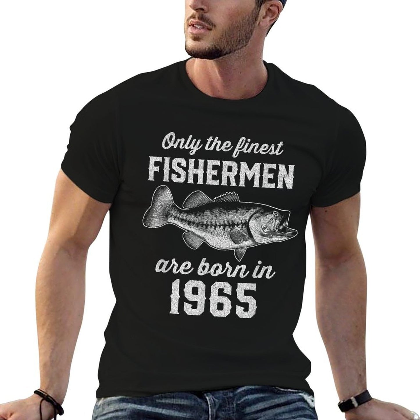 60 Year Old Fisherman Fishing 1965 60th Birthday High-quality Stitching T-Shirt