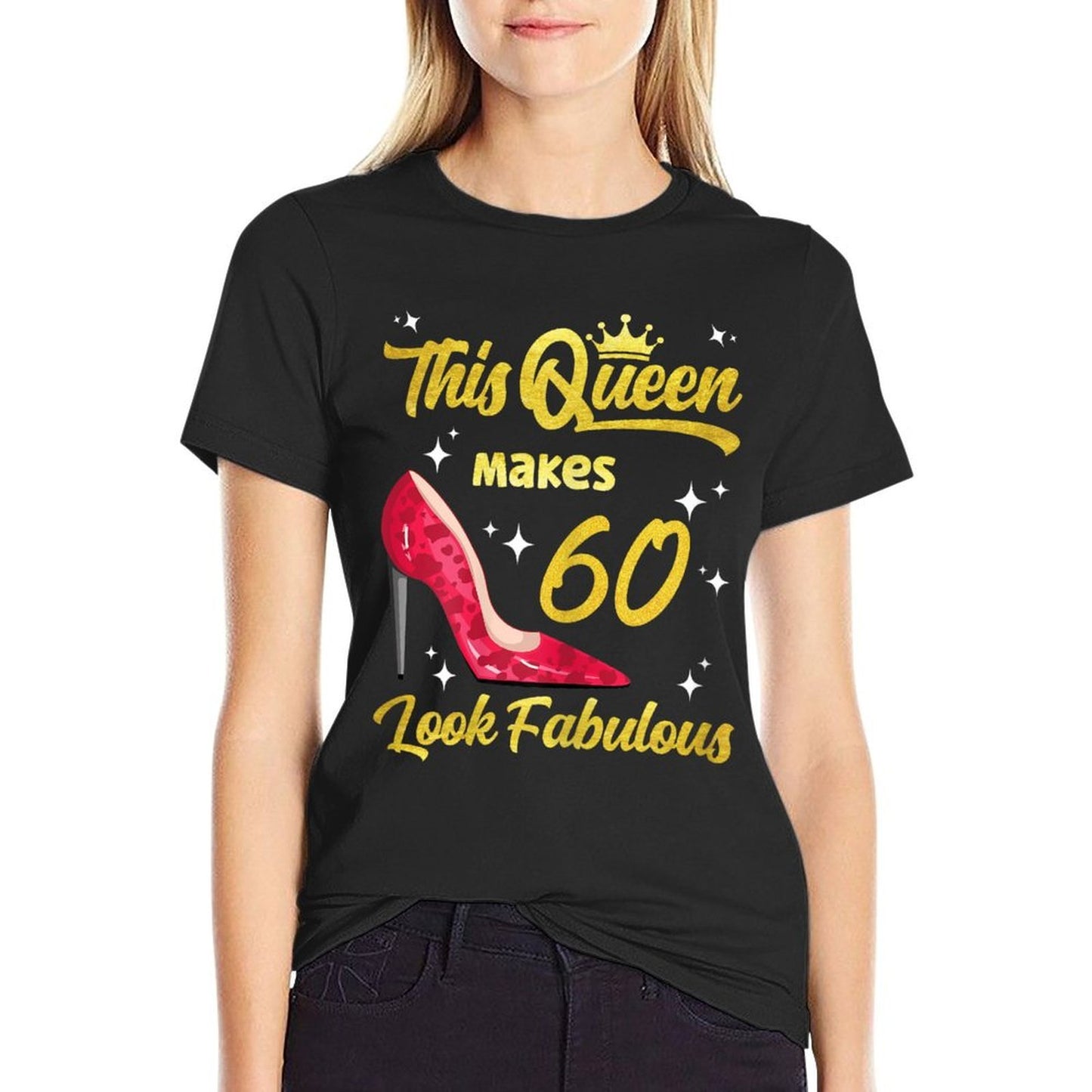 This Queen Makes 60 Look Fabulous Sassy 60th Birthday Summer-ready Fabric T-Shirt