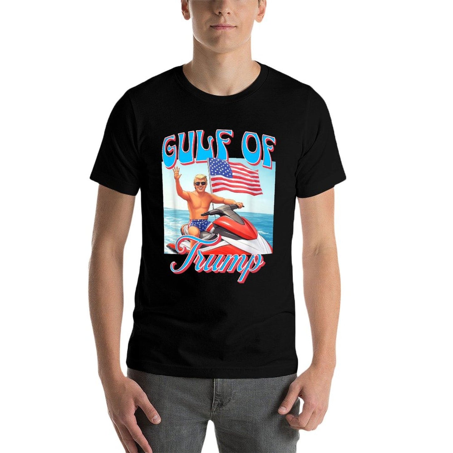 Gulf Of Trump America Flag Beach Lake Ocean Vacation Summer Soft T-Shirt