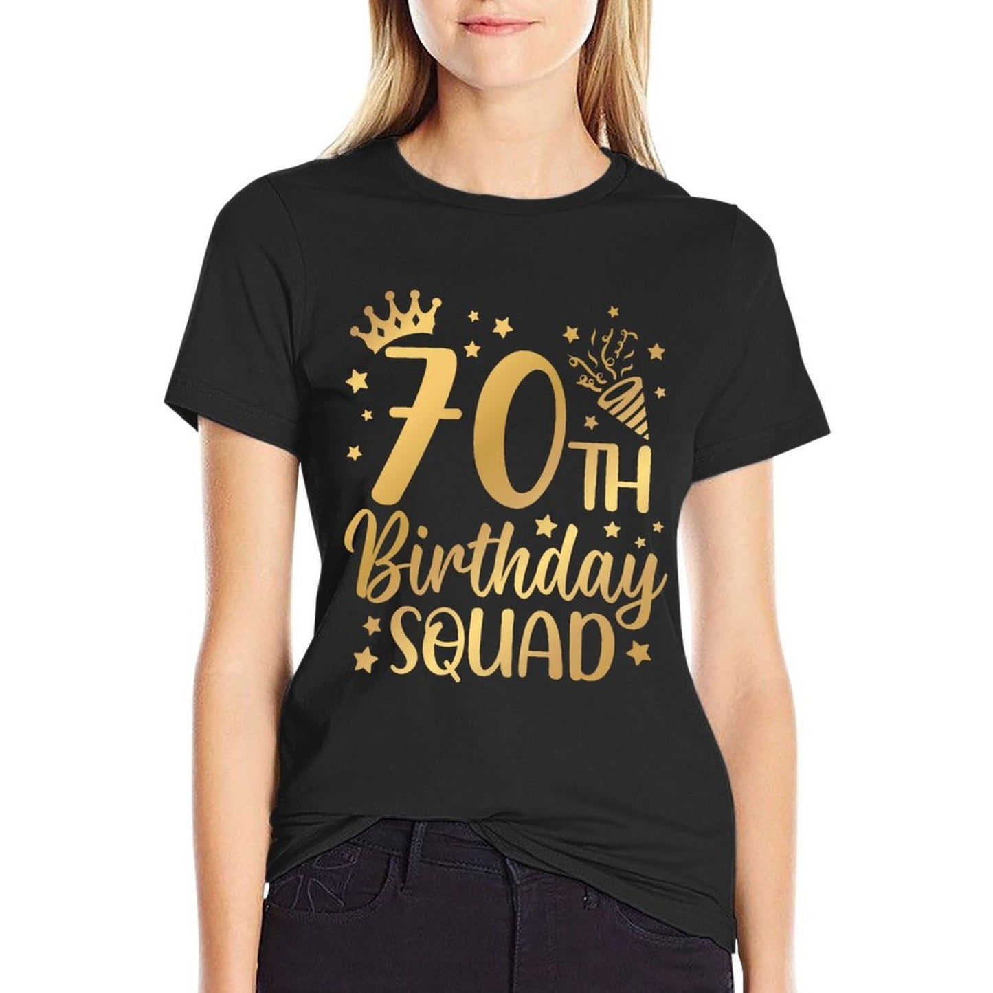 70th Birthday Squad 70 Years Old Birthday Party Group Women Trendy Pattern T-Shirt