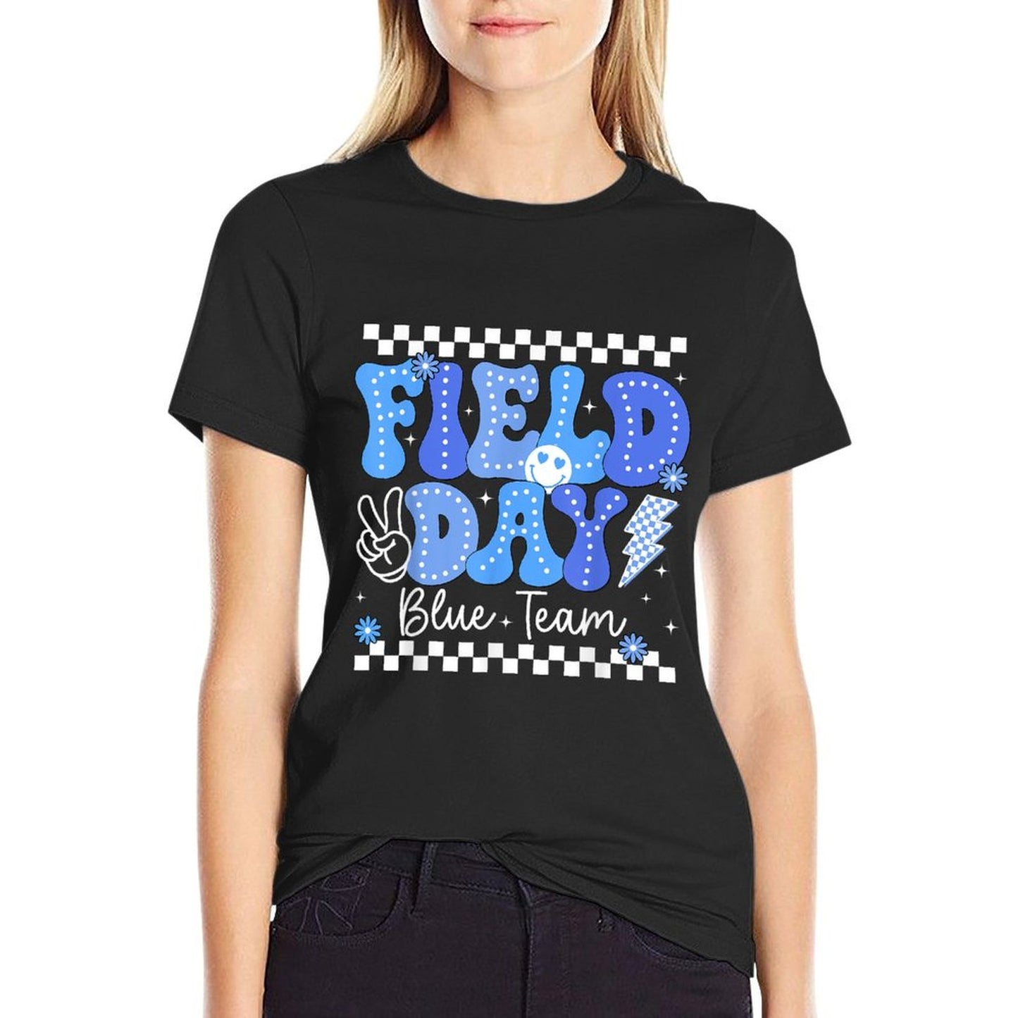 Field Day Trip Blue Team Color Game Competition Boys Girls Eco-friendly Material T-Shirt