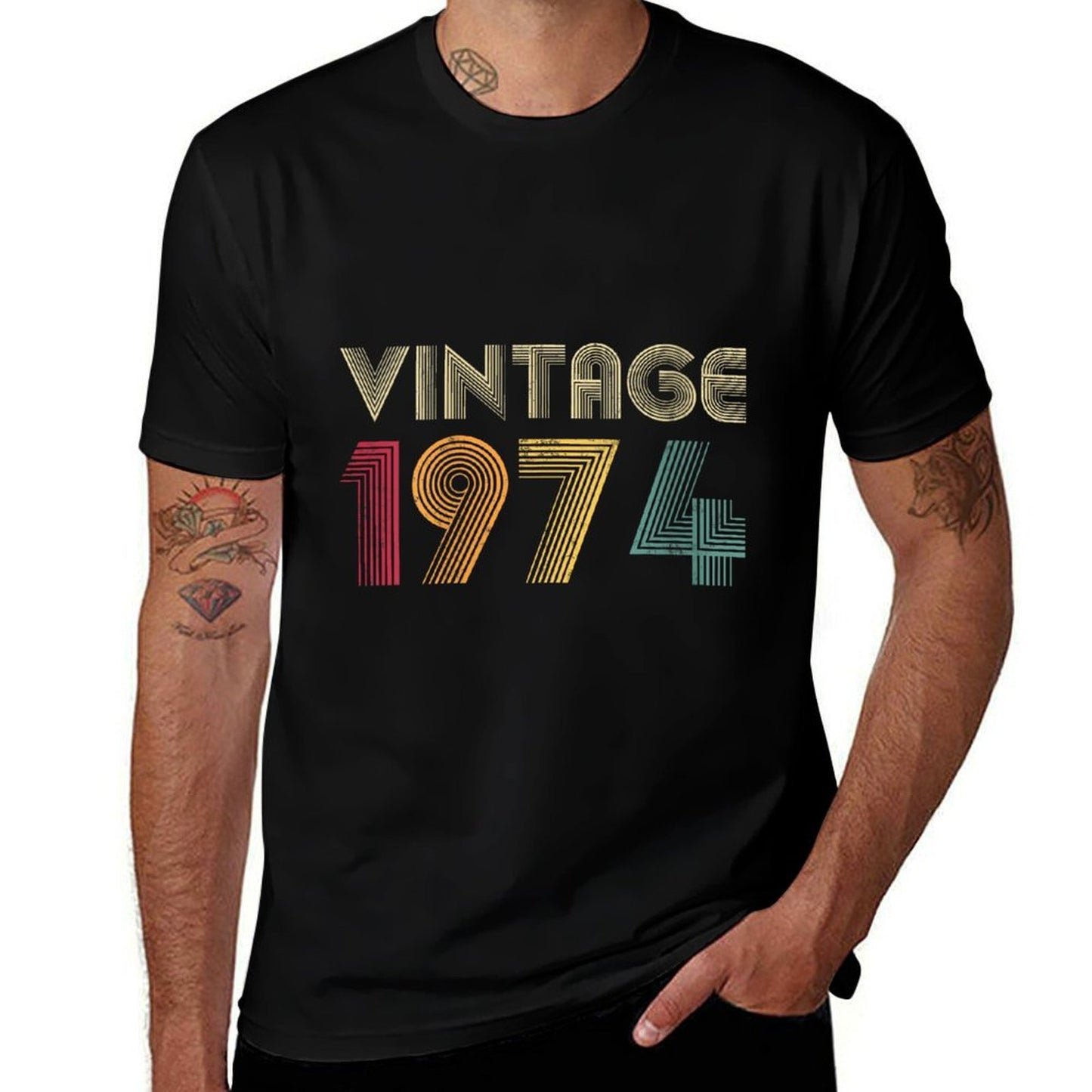 Womens Vintage 1974 50th Birthday Gift Retro 50 Years Old Trendy Pattern T-Shirt