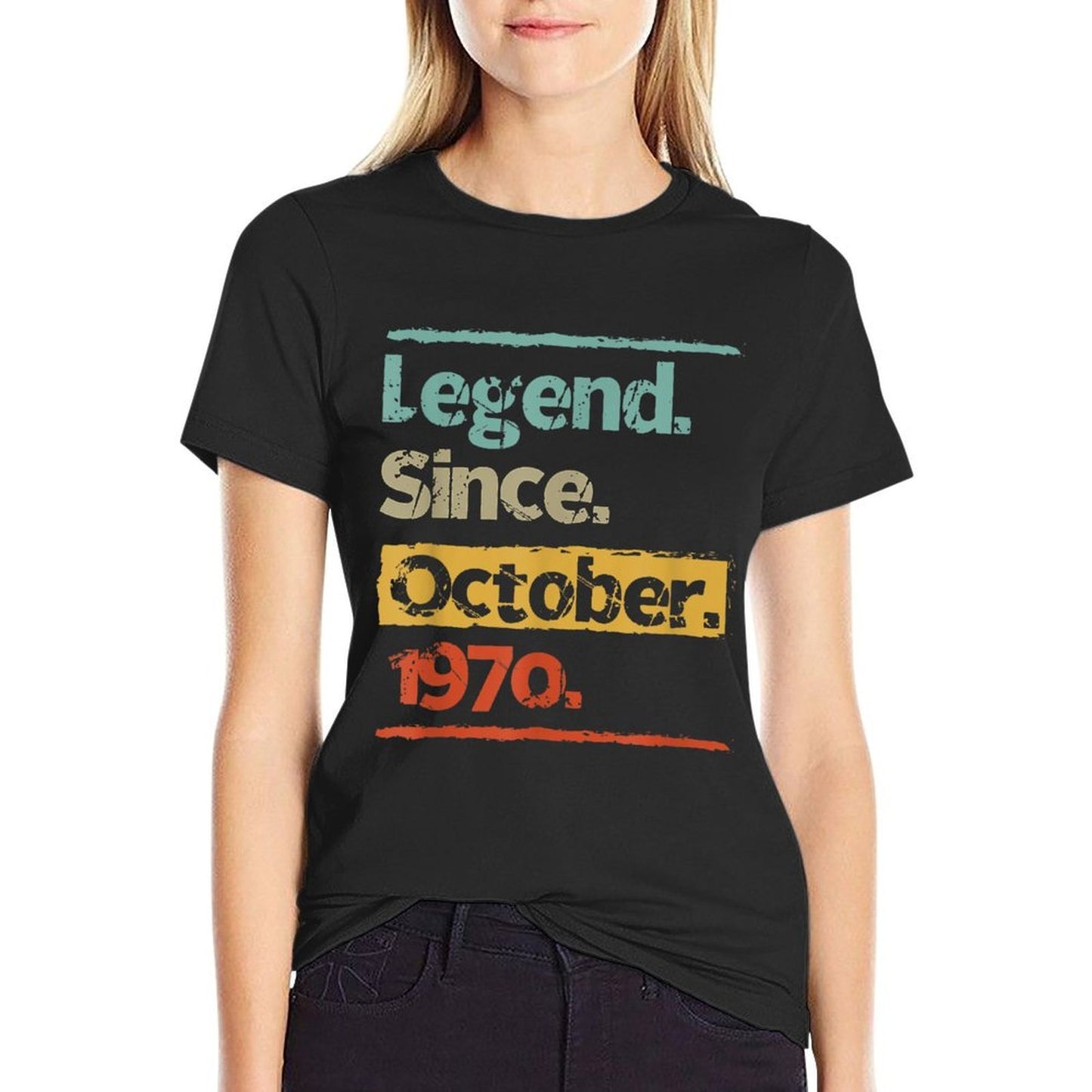 Vintage Retro Legend Since October 1970 50th Birthday Gift Graphic-printed T-Shirt