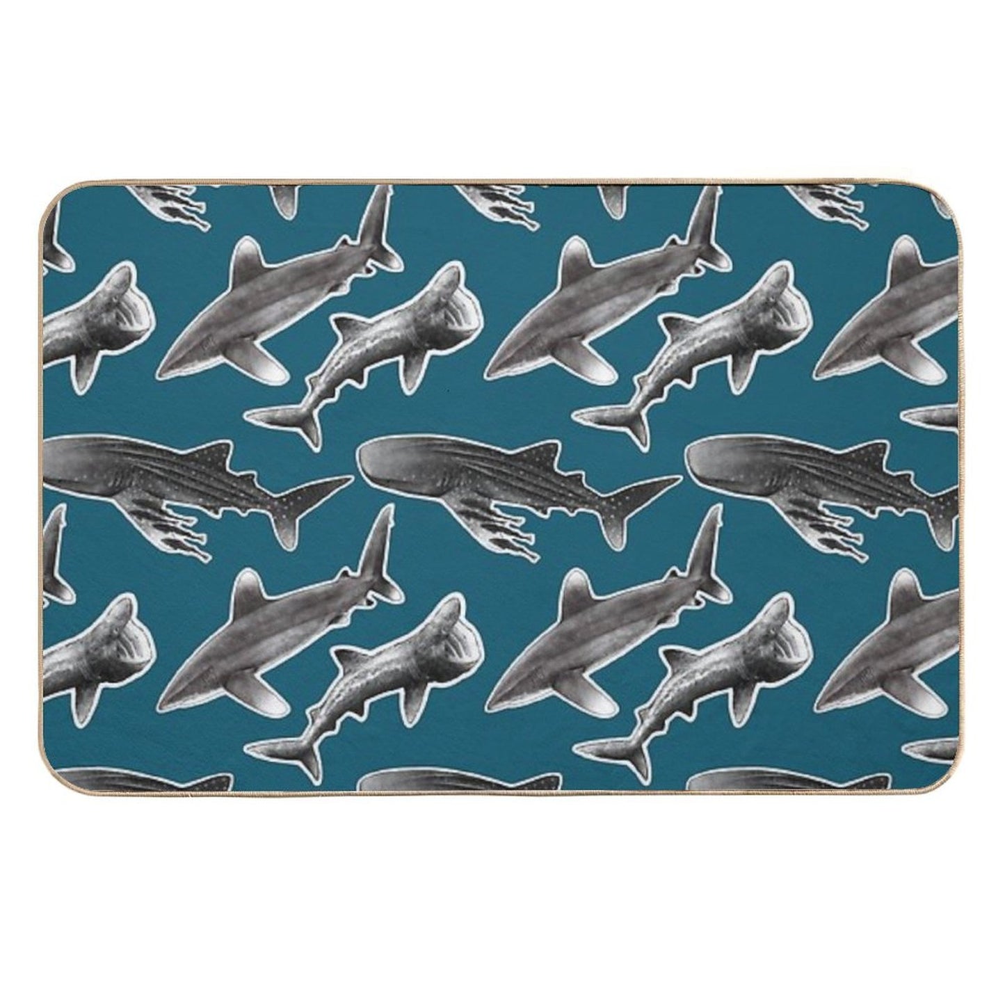Infinity Sharks Oceanic Whitetip Shark, Basking Shark, Whale Shark Durable Bath Mat