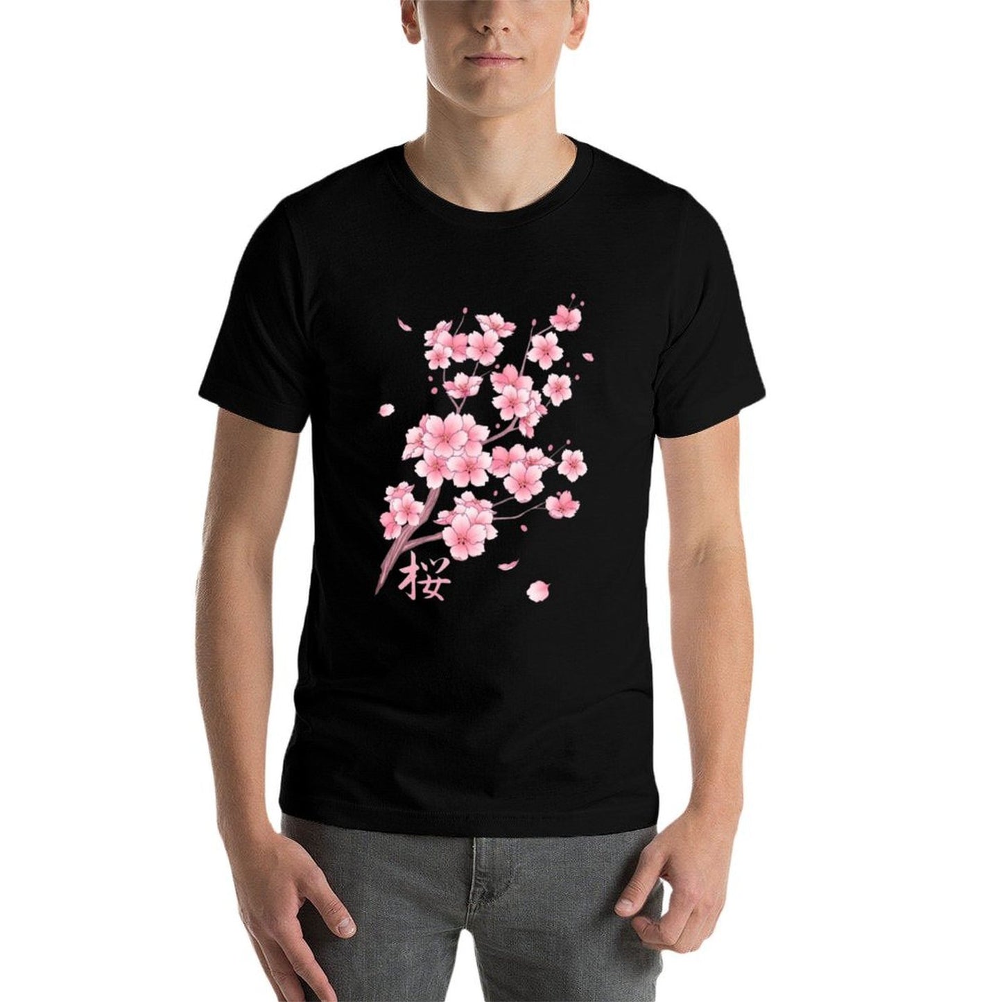 Falling Sakura Cherry Blossom Polyester Blend T-Shirt