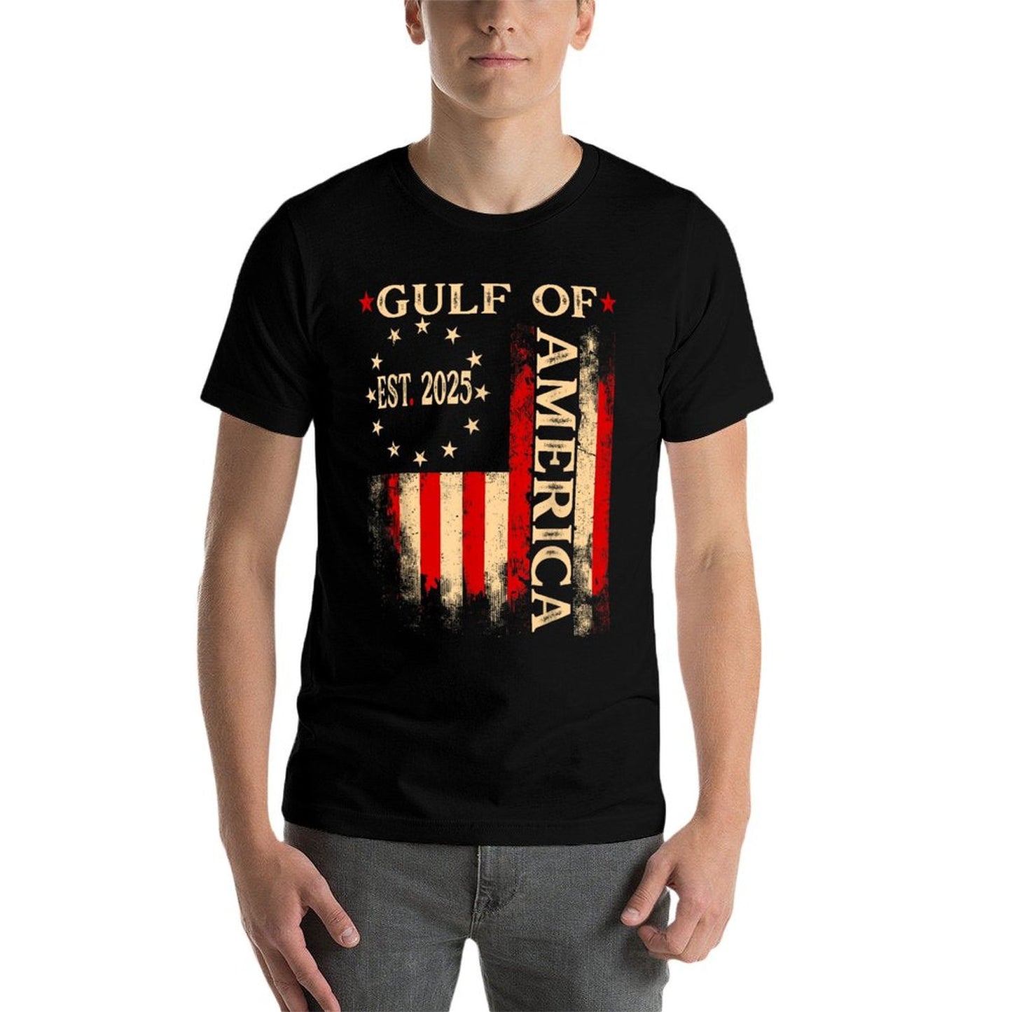 Gulf Of Usa America Est 2025 Us Flag Slim-fit Cut T-Shirt