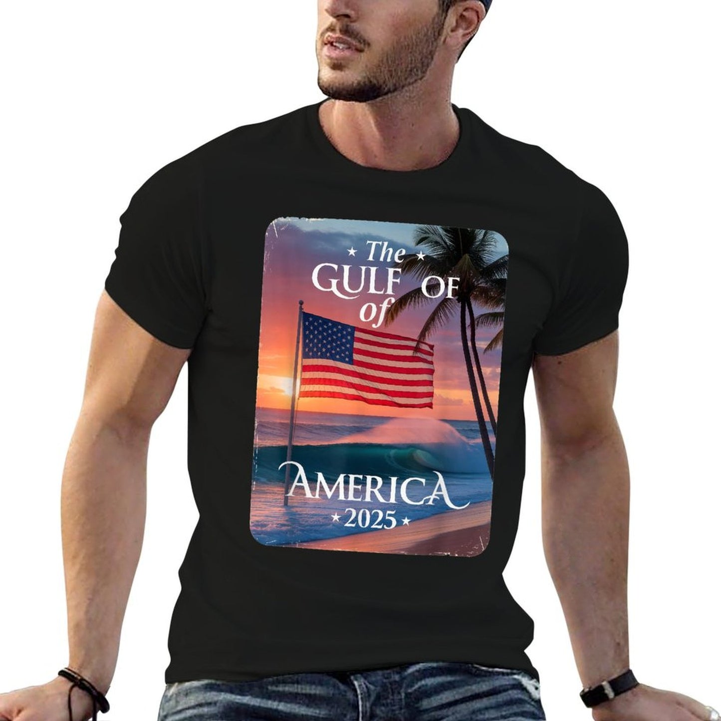 American Flag Gulf Mexico Gulf Of USA America Est 2025 Summer-ready Fabric T-Shirt