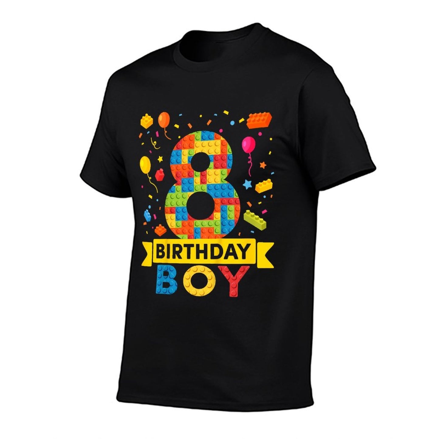 Kids 8 Year Old Building Blocks 8th Birthday Boy Stretchy T-Shirt